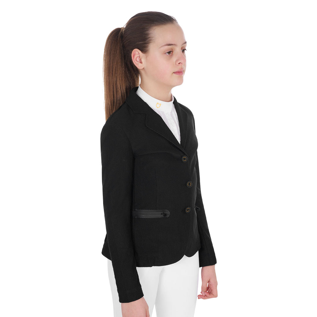 Girls' three-button competition jacket perforated fabric