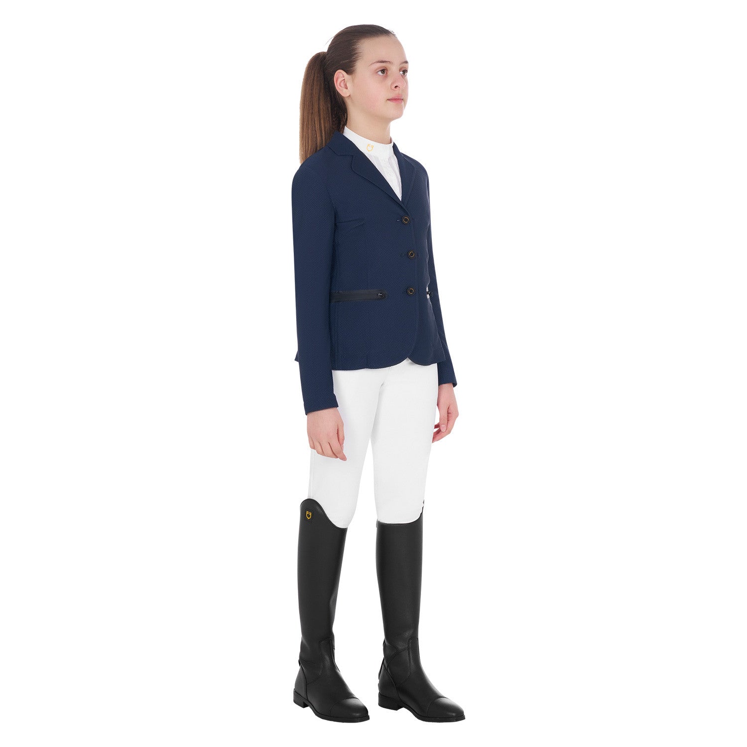 Girls' three-button competition jacket perforated fabric