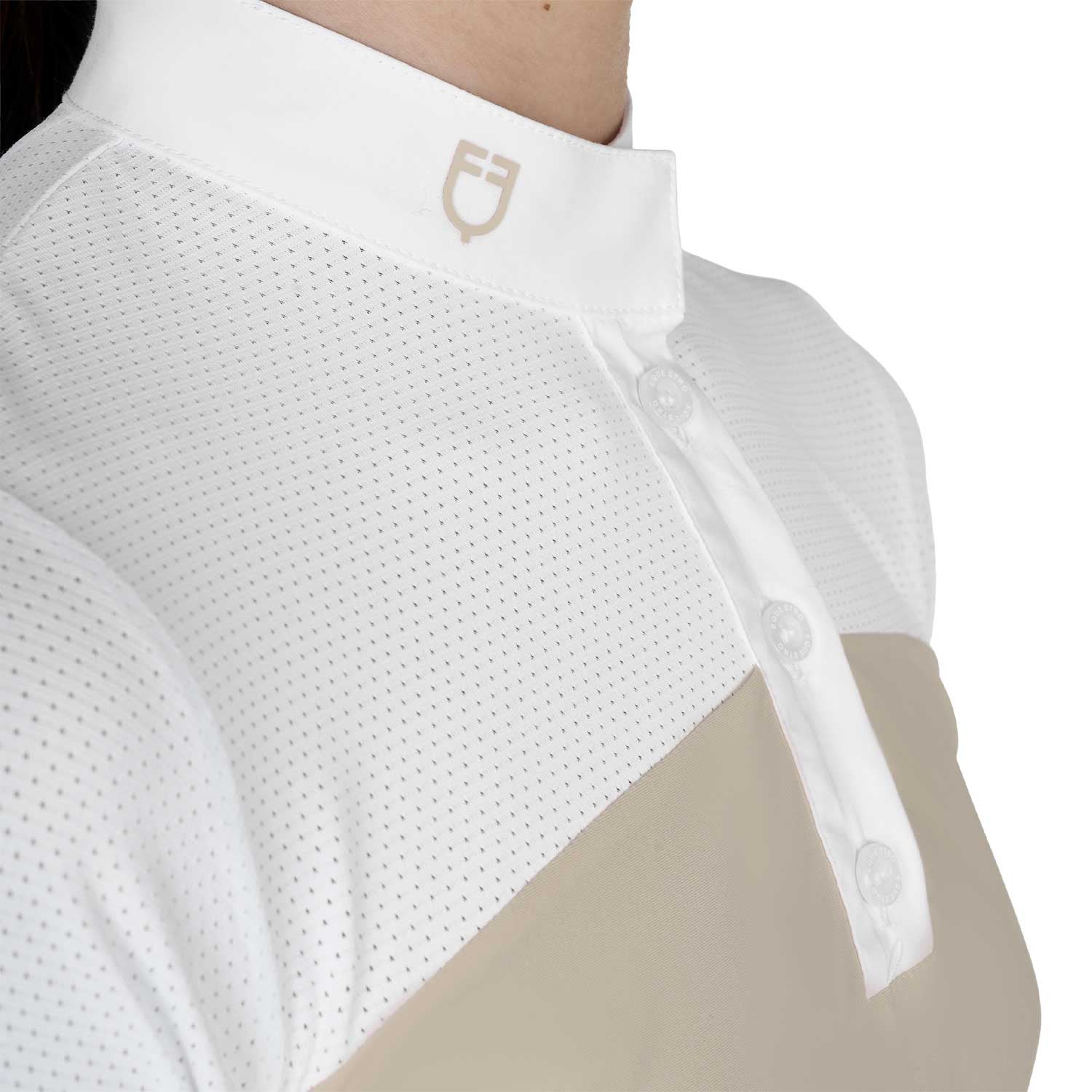 Girls' slim fit competition polo shirt with perforated fabric