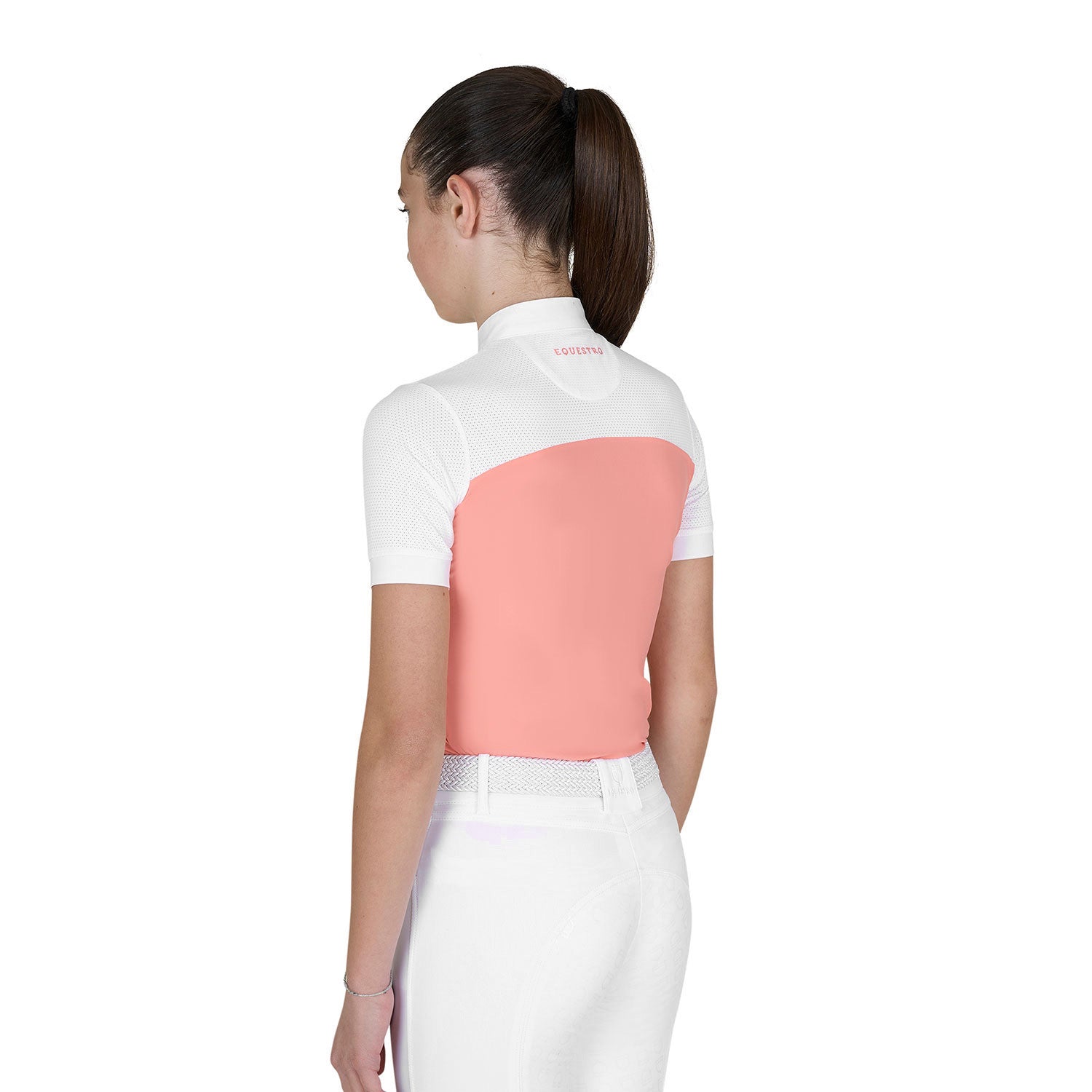 Girls' slim fit competition polo shirt with perforated fabric