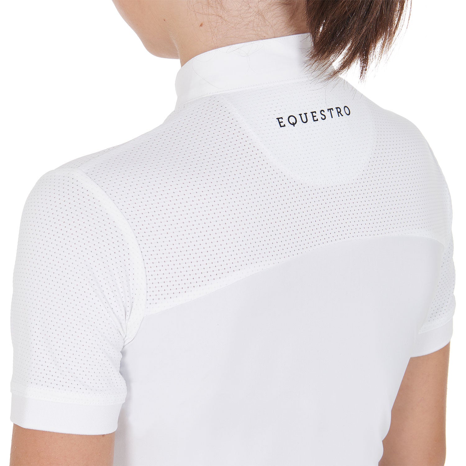 Girls' slim fit competition polo shirt with perforated fabric
