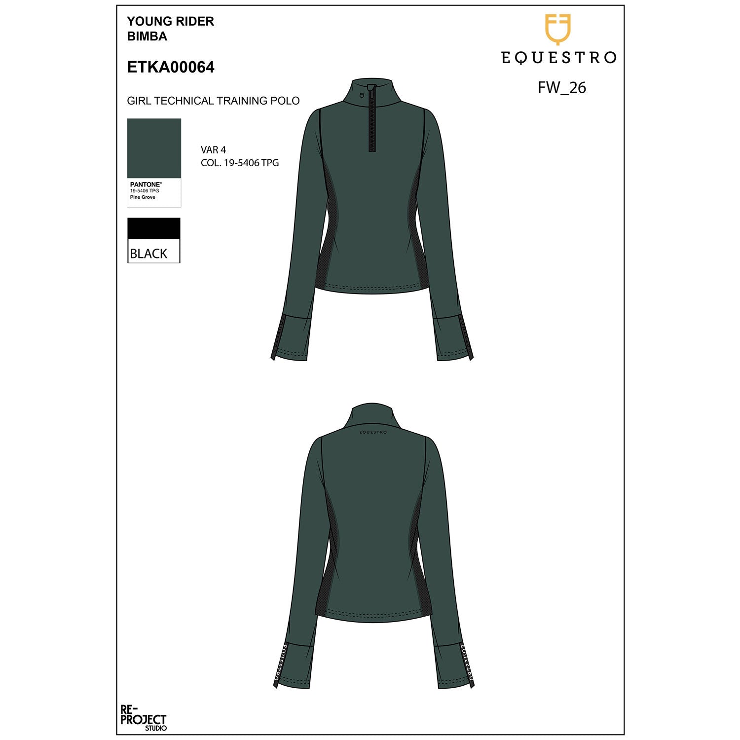 Equestro Girls' long-sleeved training base layer