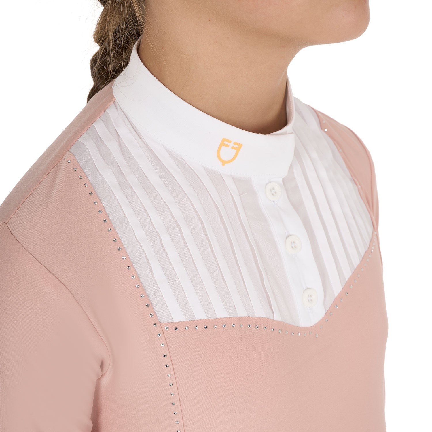 Girls' slim fit competiton polo shirt rhinestones