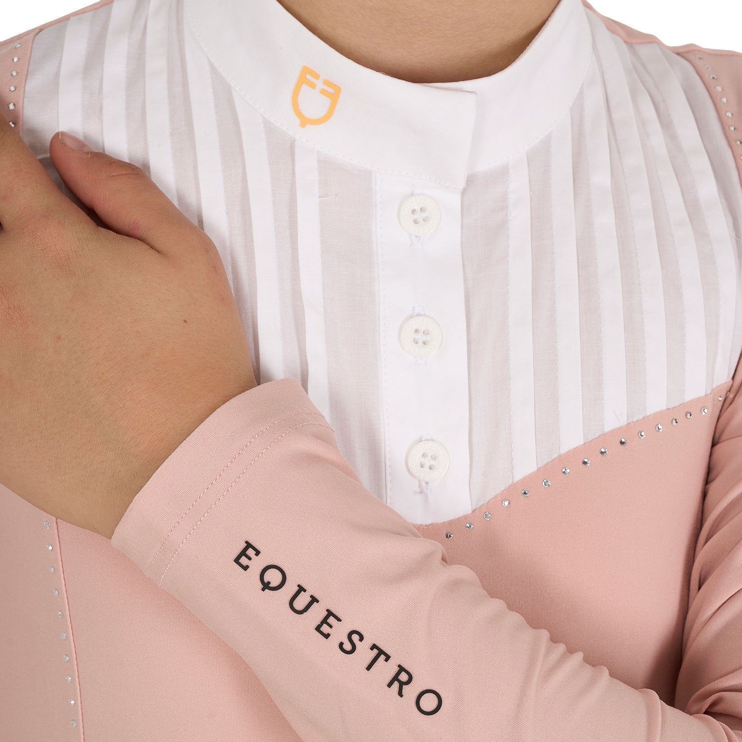 Girls' slim fit competiton polo shirt rhinestones