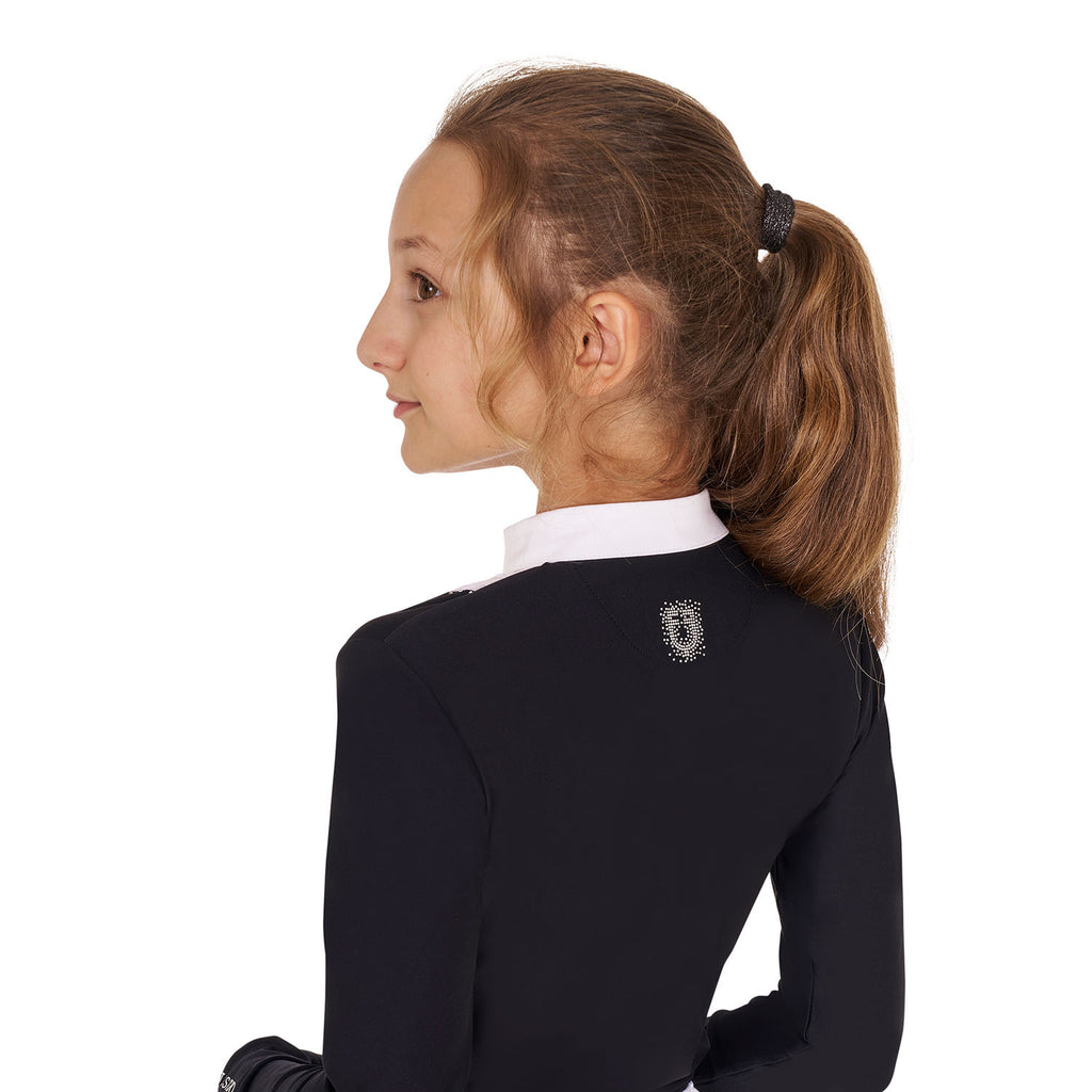Girls' slim fit competiton polo shirt rhinestones