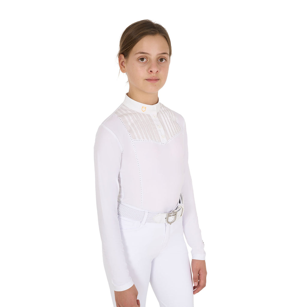 Girls' slim fit competiton polo shirt rhinestones