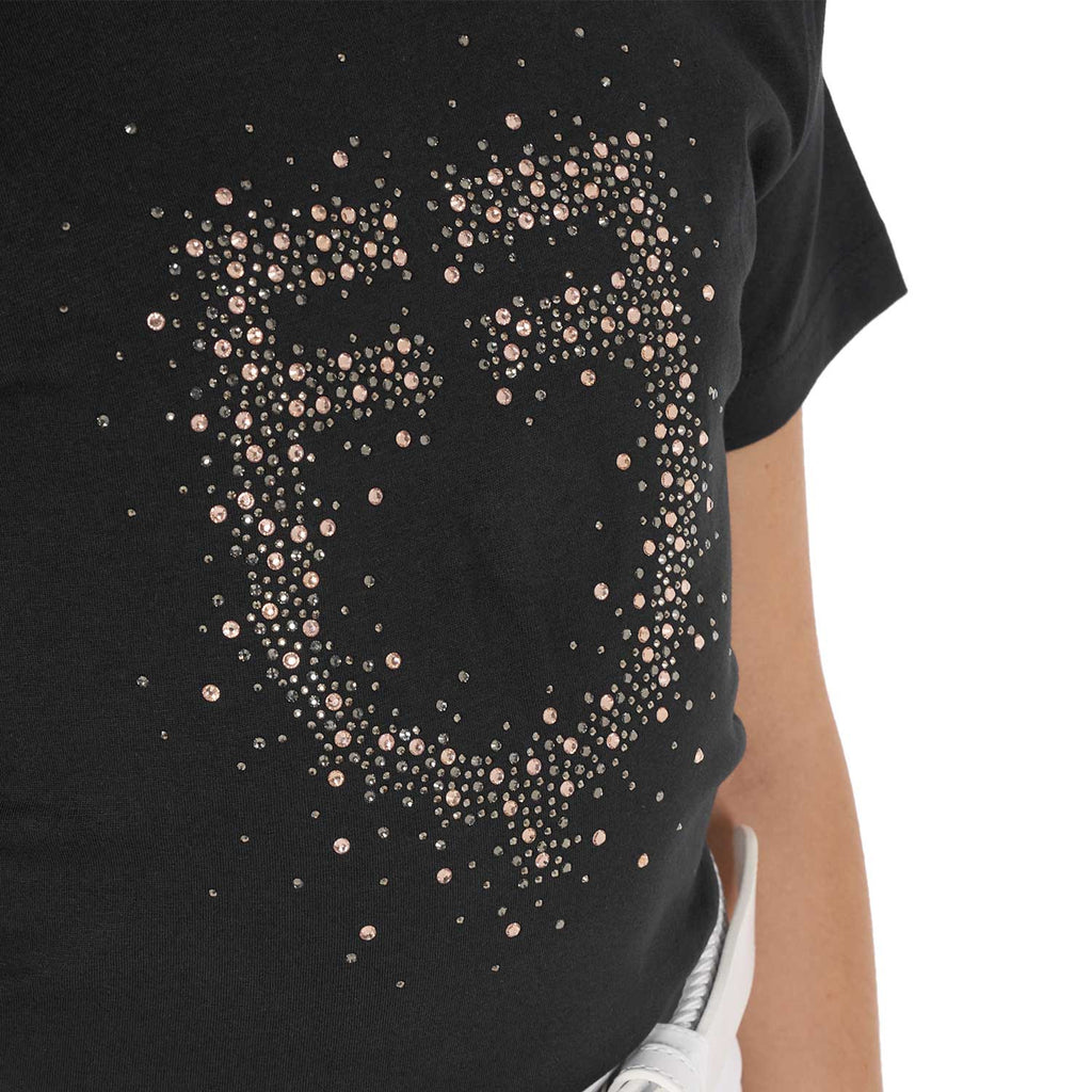 Girls' slim fit T-shirt rose glitter logo