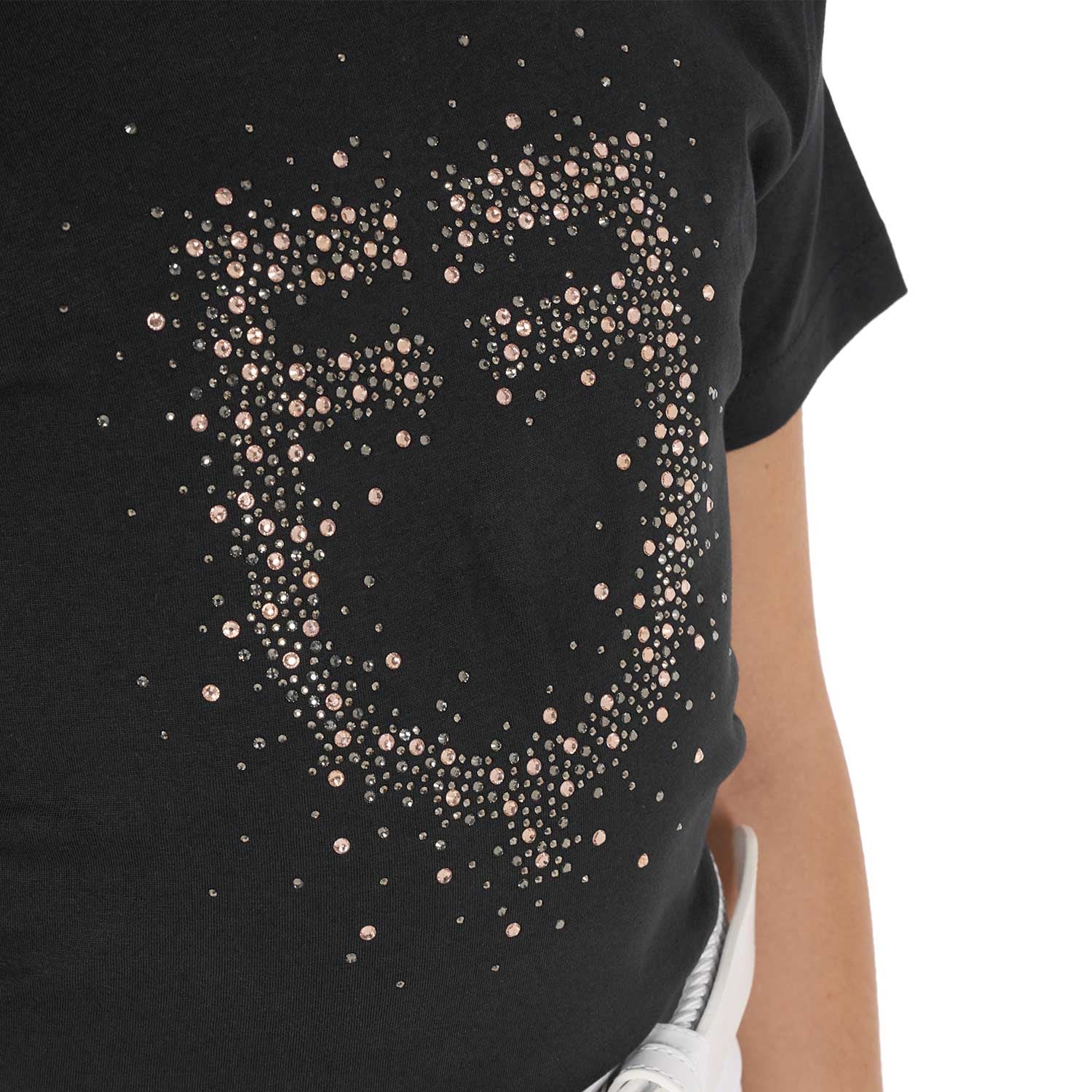 Girls' slim fit T-shirt rose glitter logo