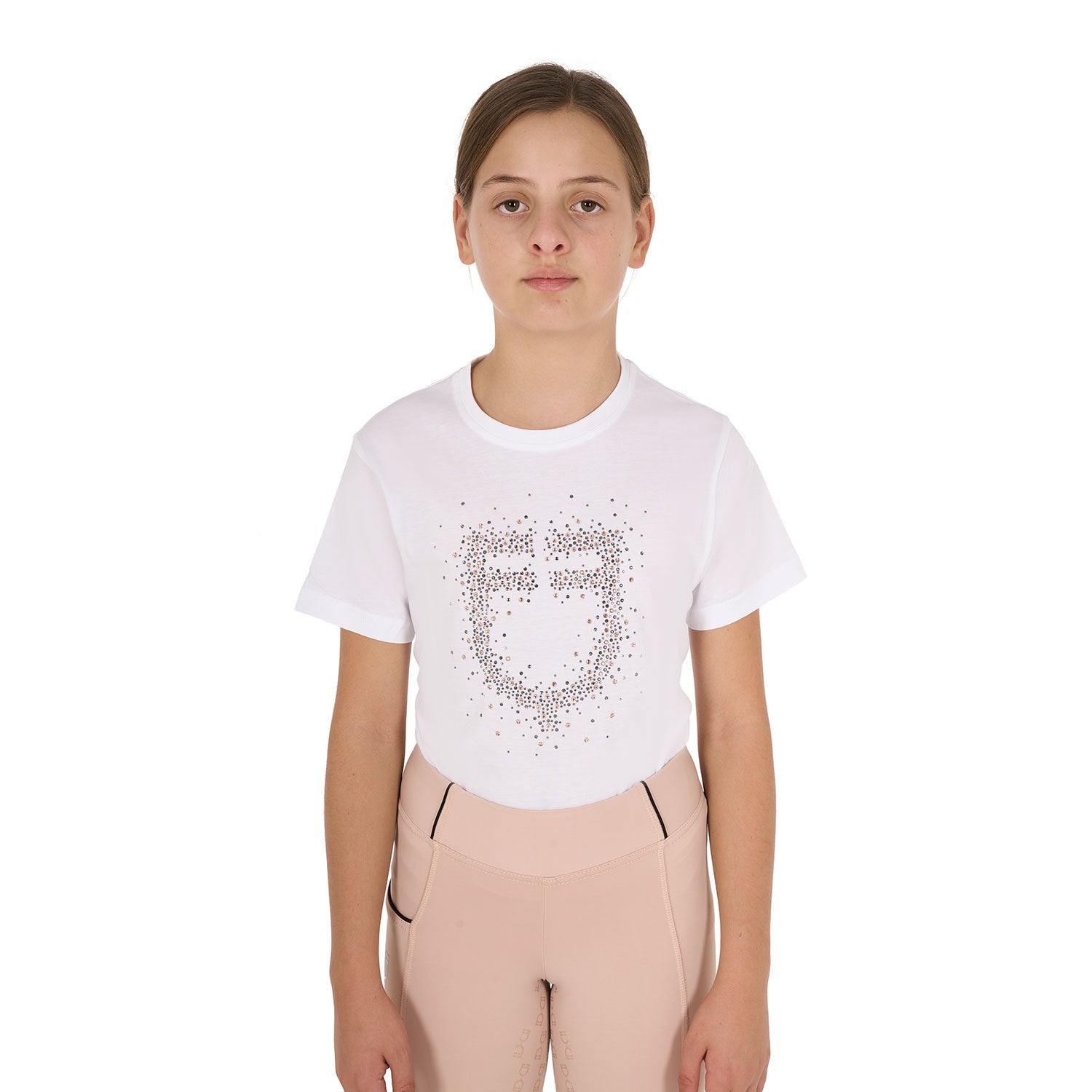 Equestro Girls' slim fit T-shirt rose glitter logo