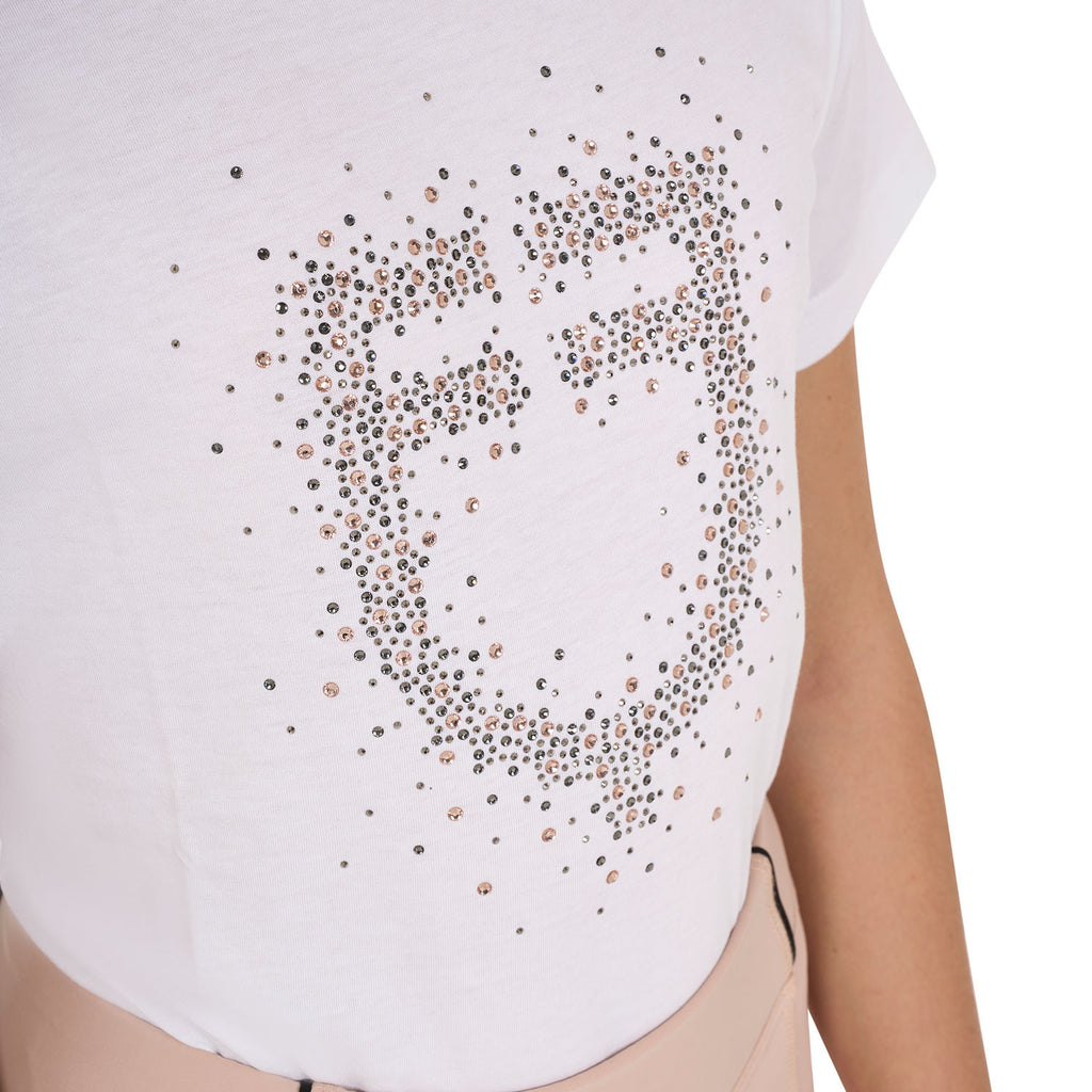 Girls' slim fit T-shirt rose glitter logo
