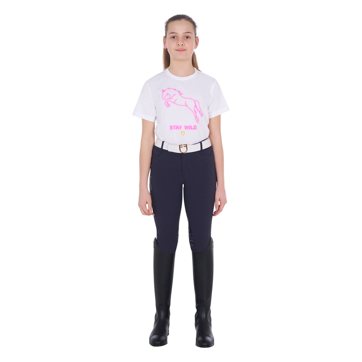 Girls' slim fit t-shirt Stay Wild print