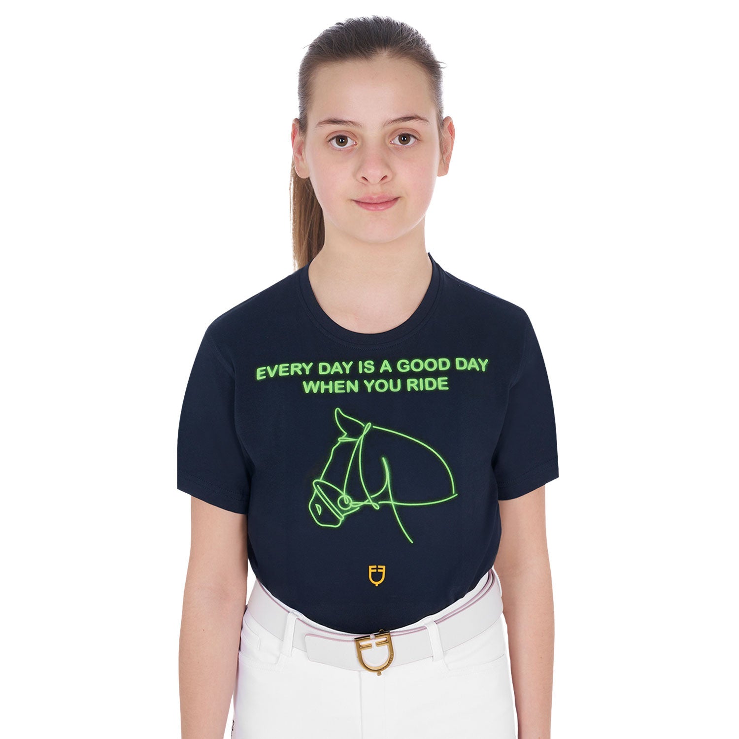 Girls' slim fit t-shirt fluo print