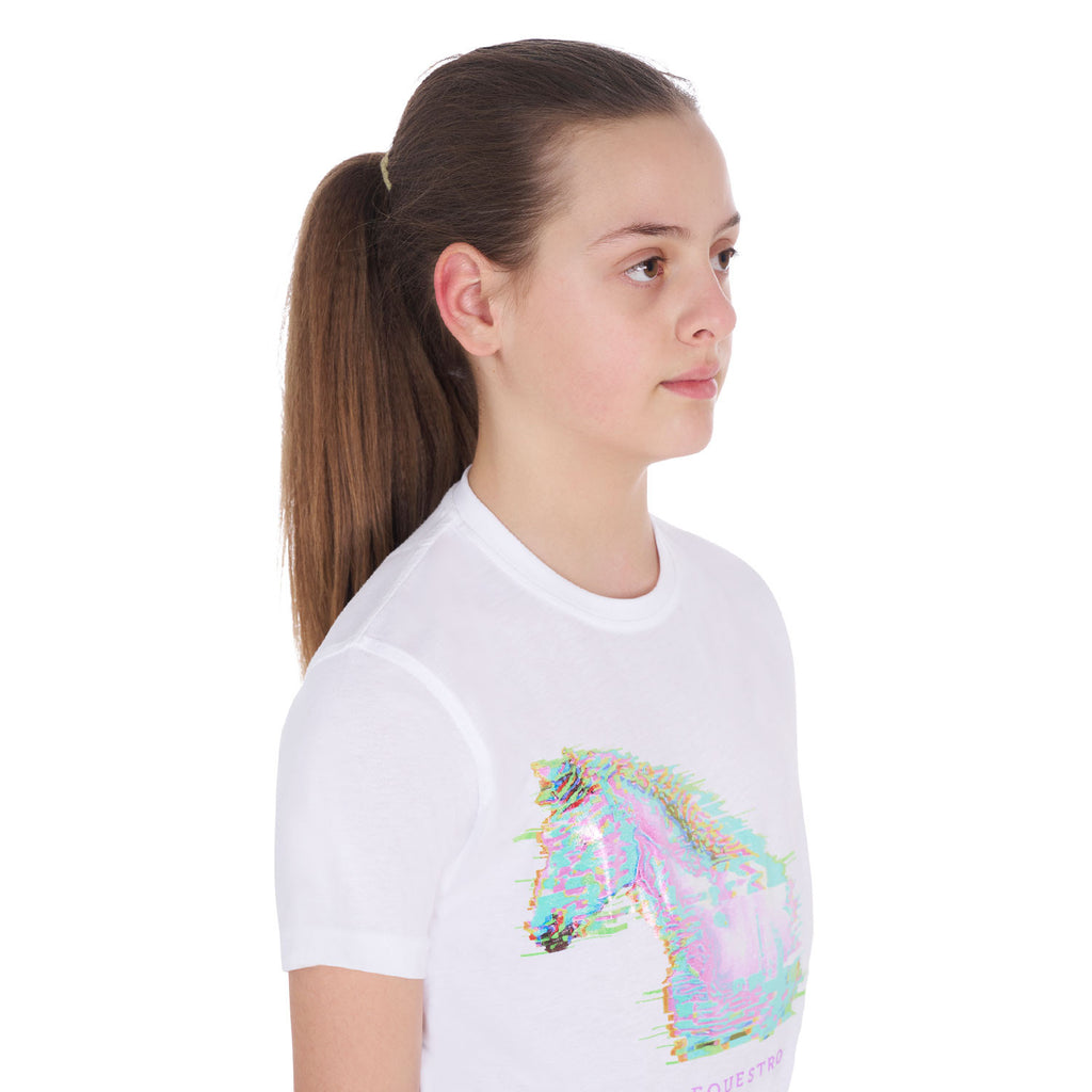 Girls' slim fit t-shirt interference horse print