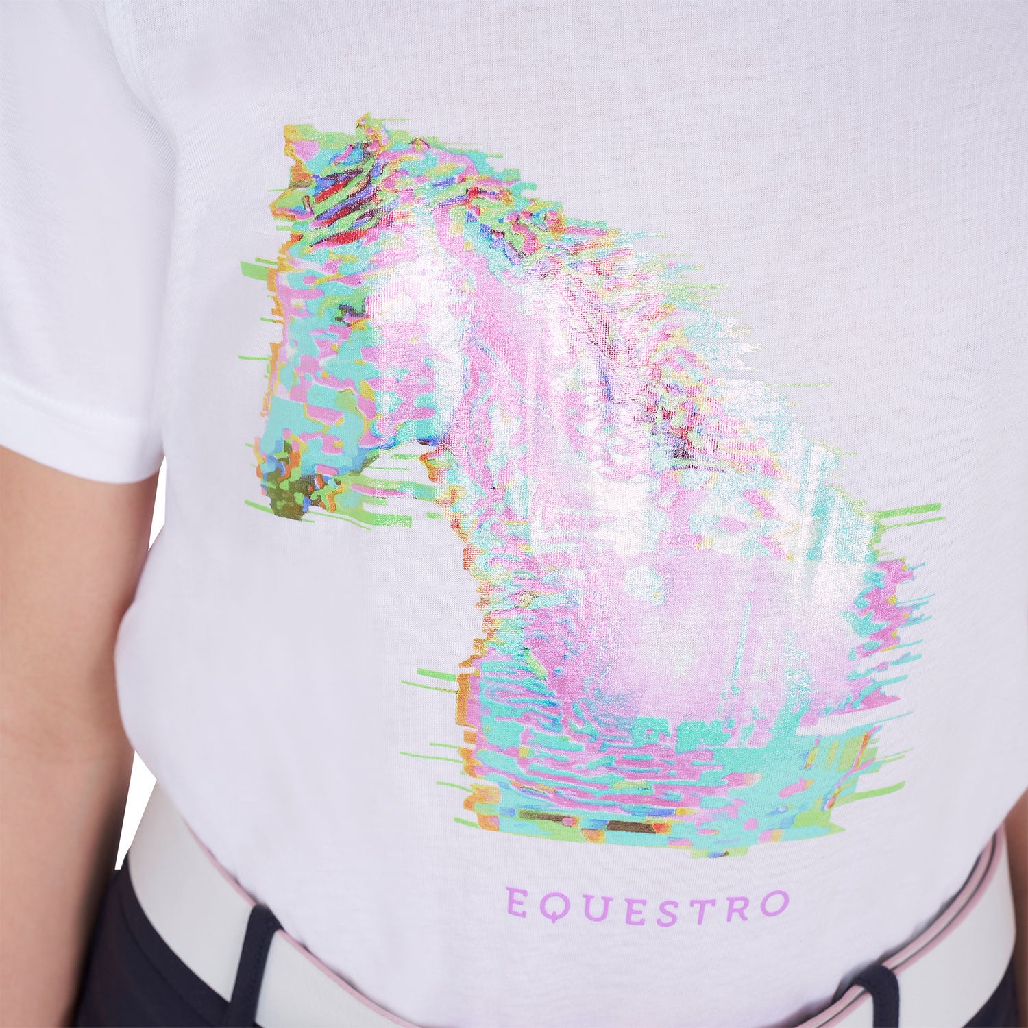 Girls' slim fit t-shirt interference horse print
