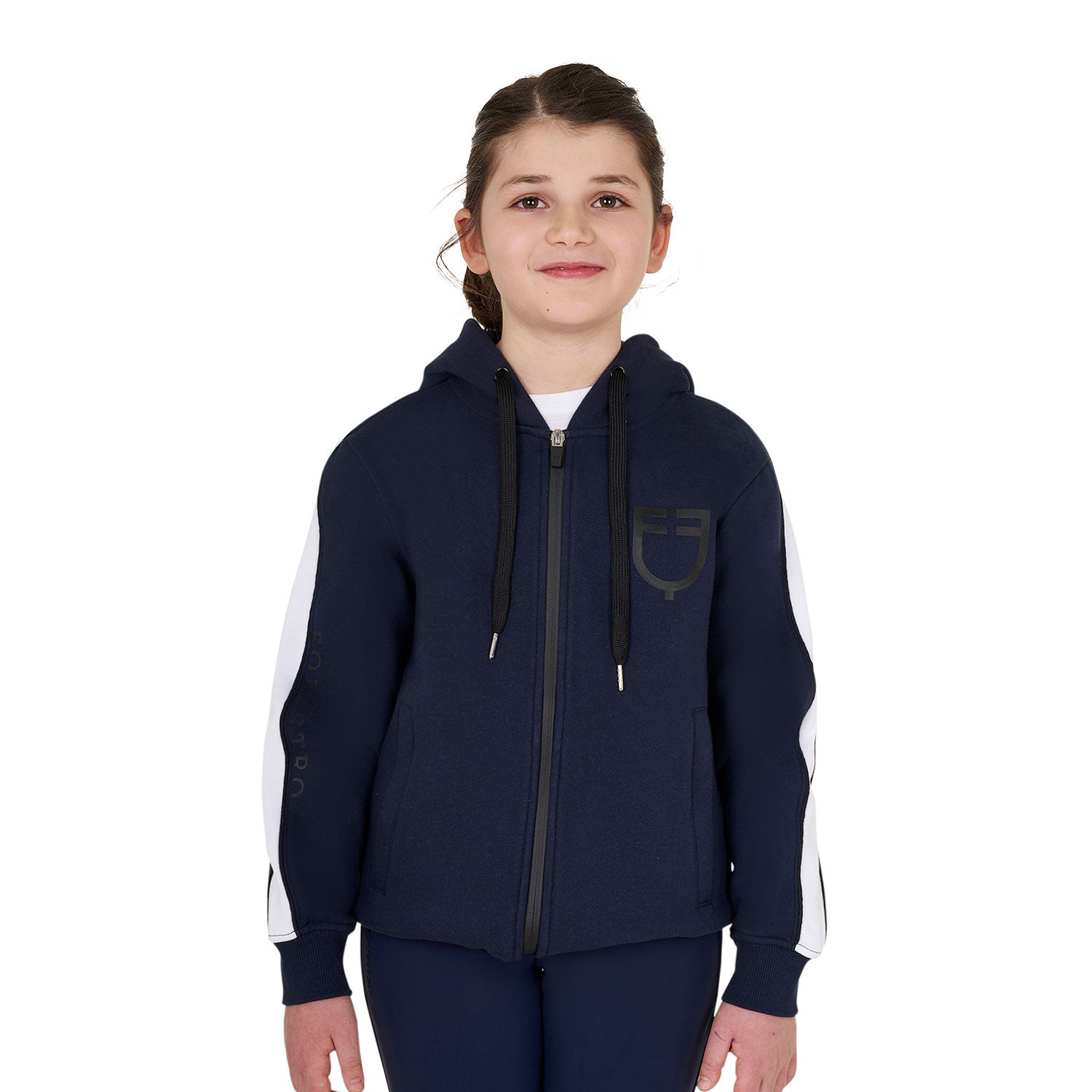 Equestro Girls' cotton hoodie with front zip