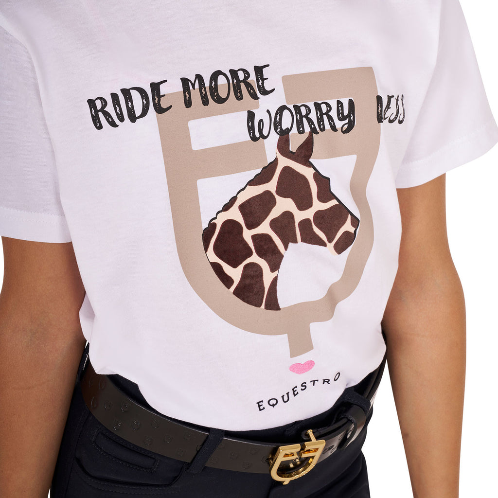 Girls' Ride More Worry Less cotton T-shirt