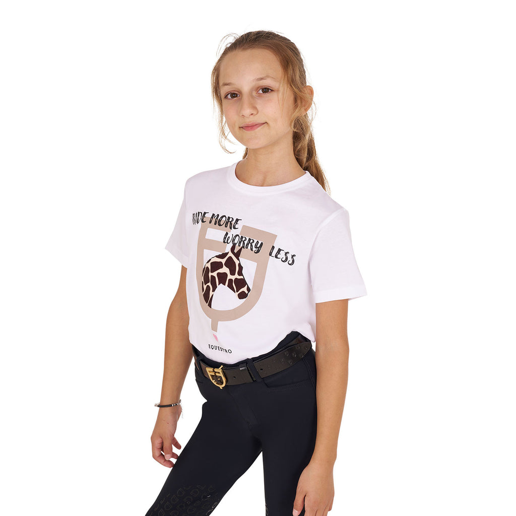 Girls' Ride More Worry Less cotton T-shirt