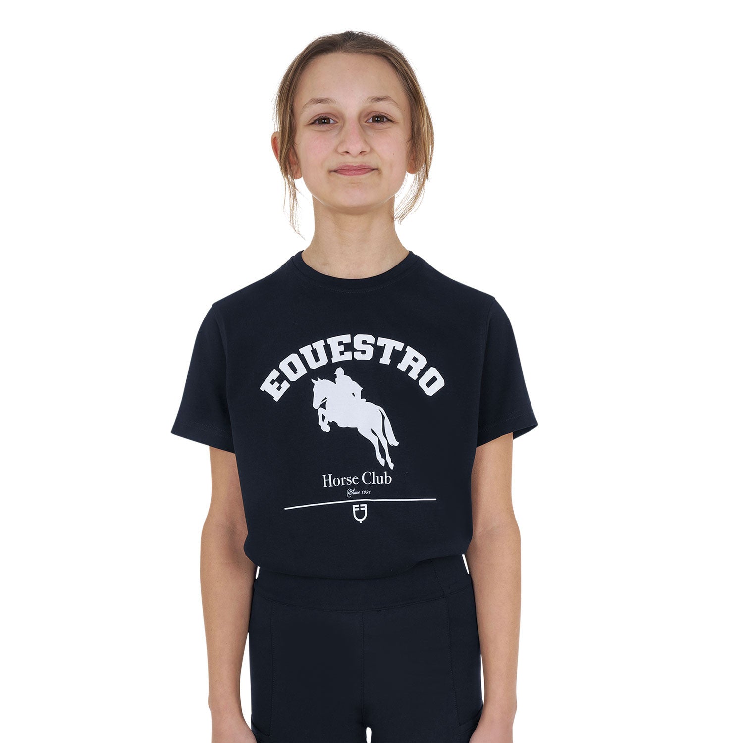 Equestro Girls' Jumping Horse Club cotton T-shirt