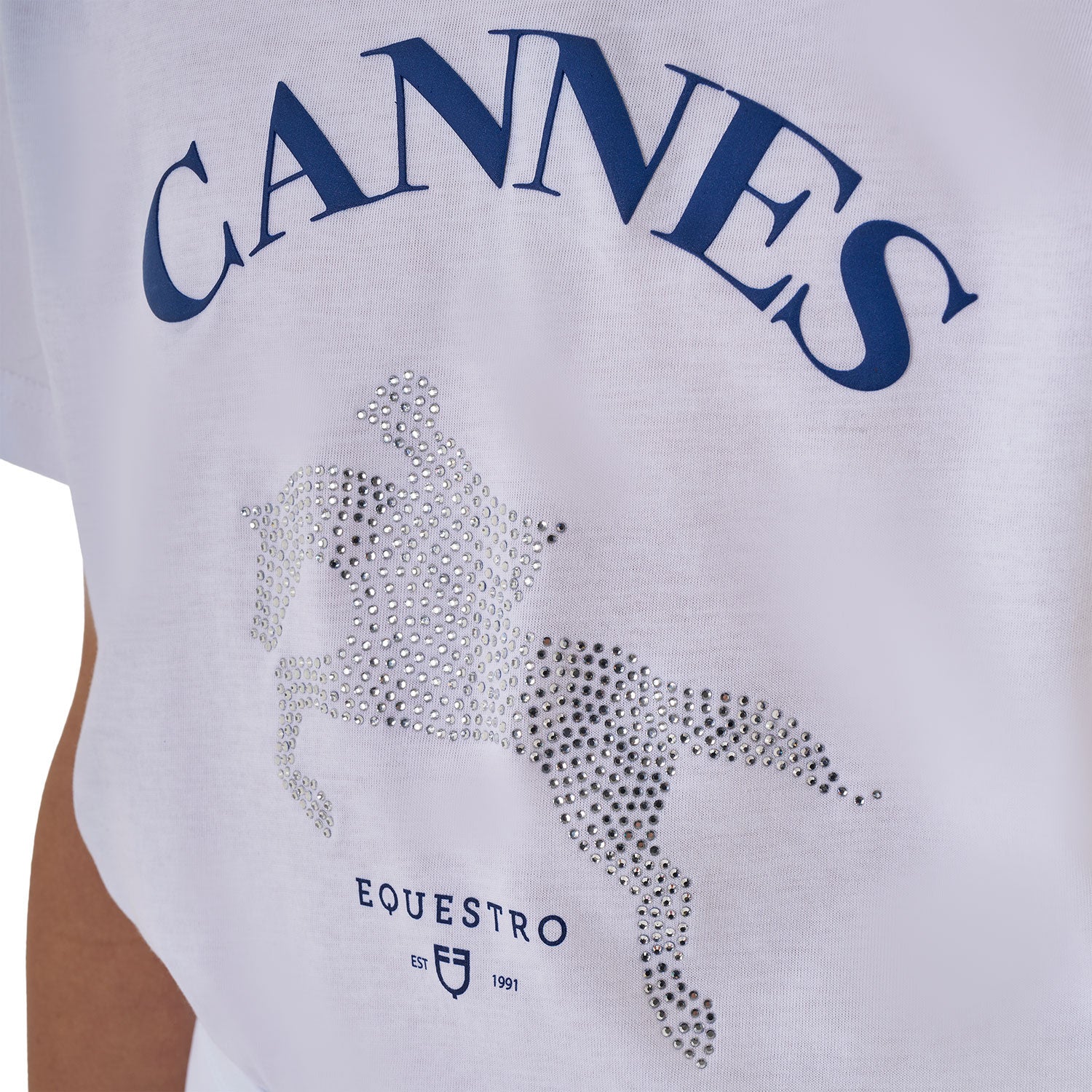 Girls' Cannes cotton T-shirt with rhinestones