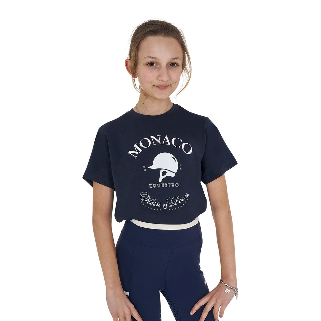Girls' Monaco cotton T-shirt with rhinestones