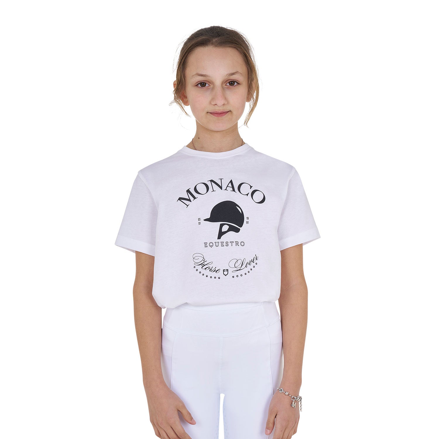 Equestro Girls' Monaco cotton T-shirt with rhinestones