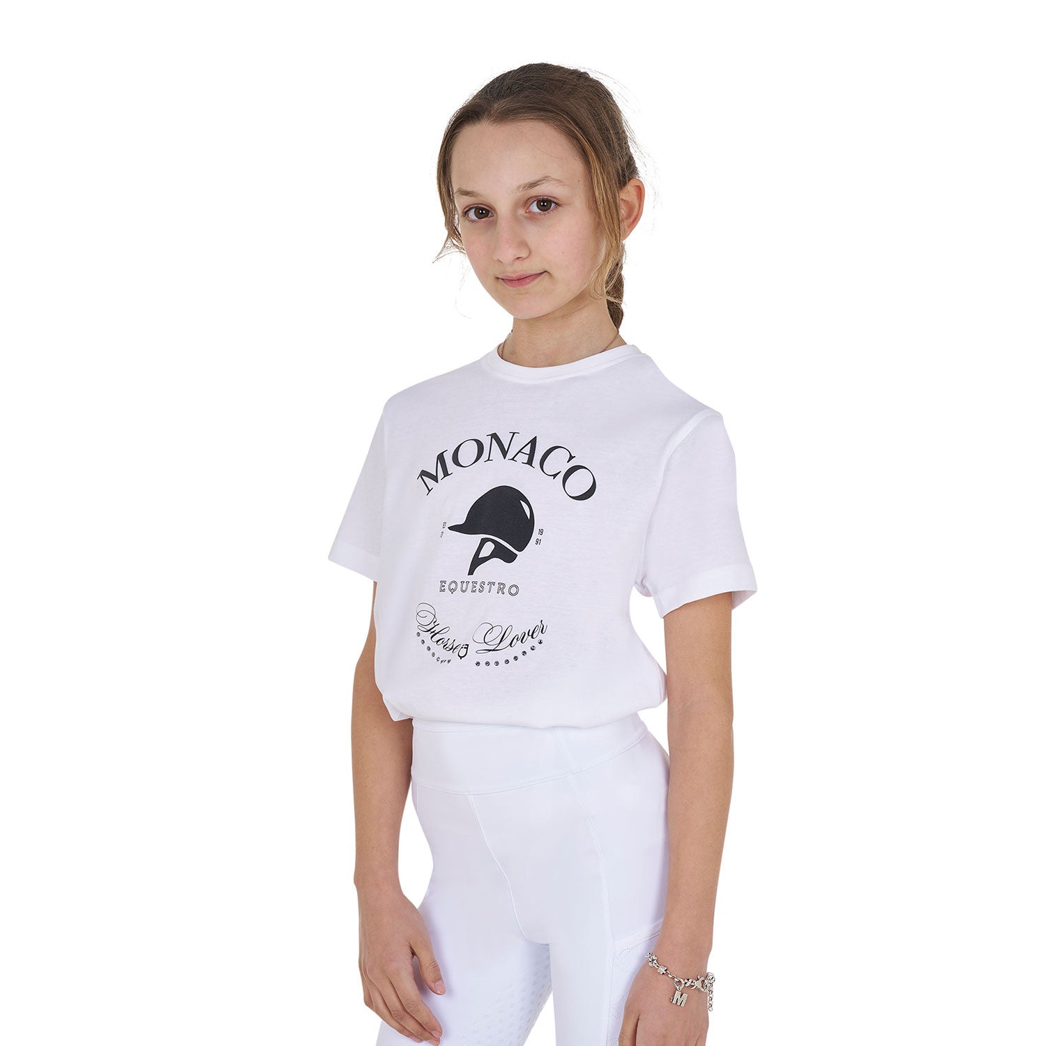 Girls' Monaco cotton T-shirt with rhinestones
