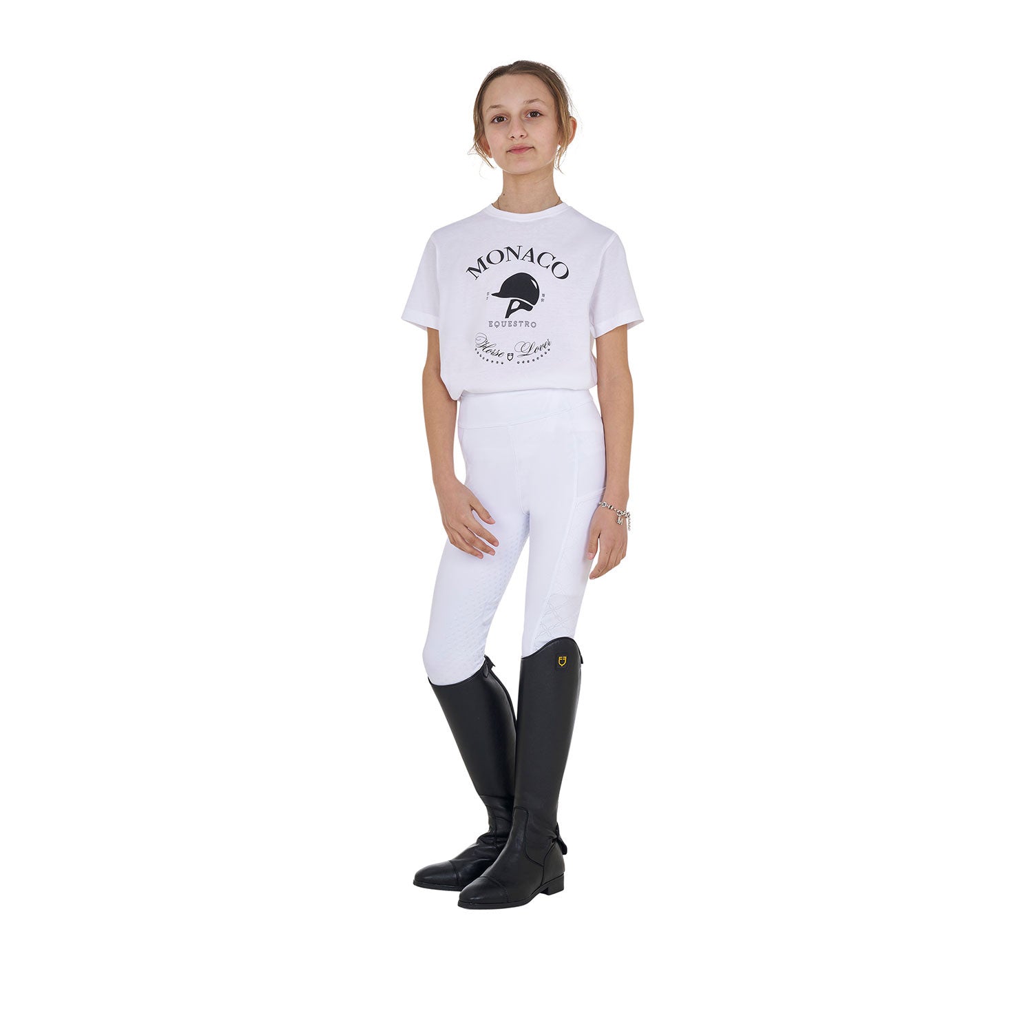 Girls' Monaco cotton T-shirt with rhinestones