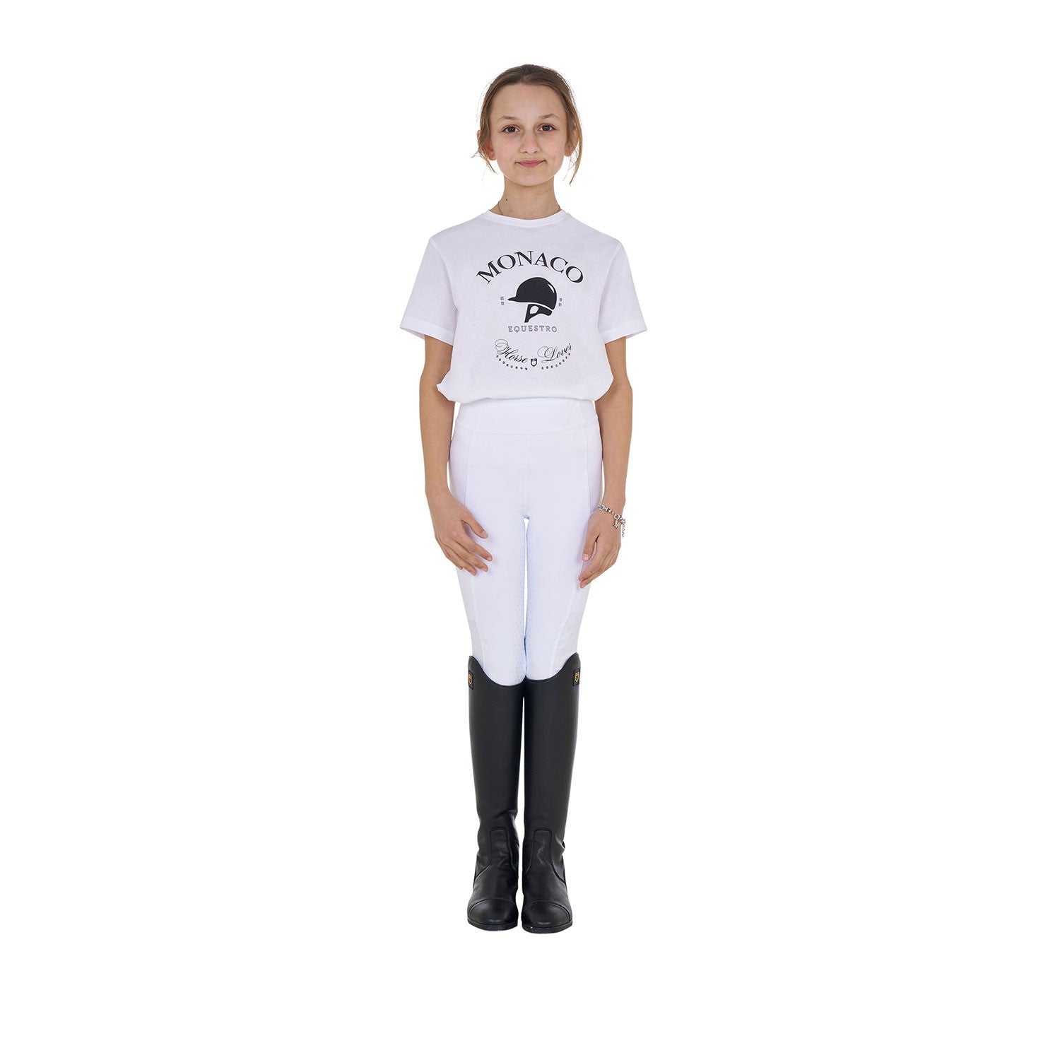 Girls' Monaco cotton T-shirt with rhinestones