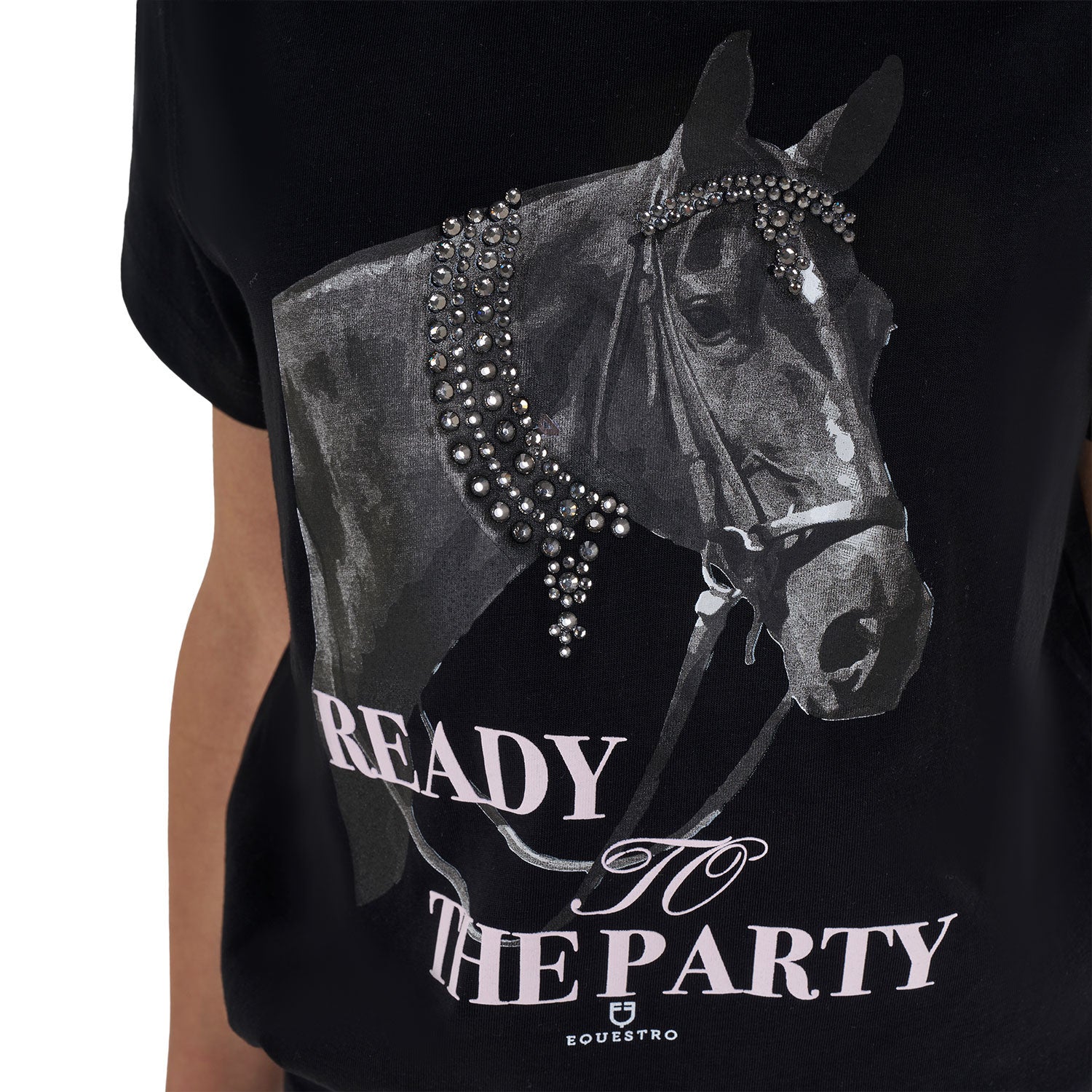 Girls' Ready To The Party cotton T-shirt with rhinestones