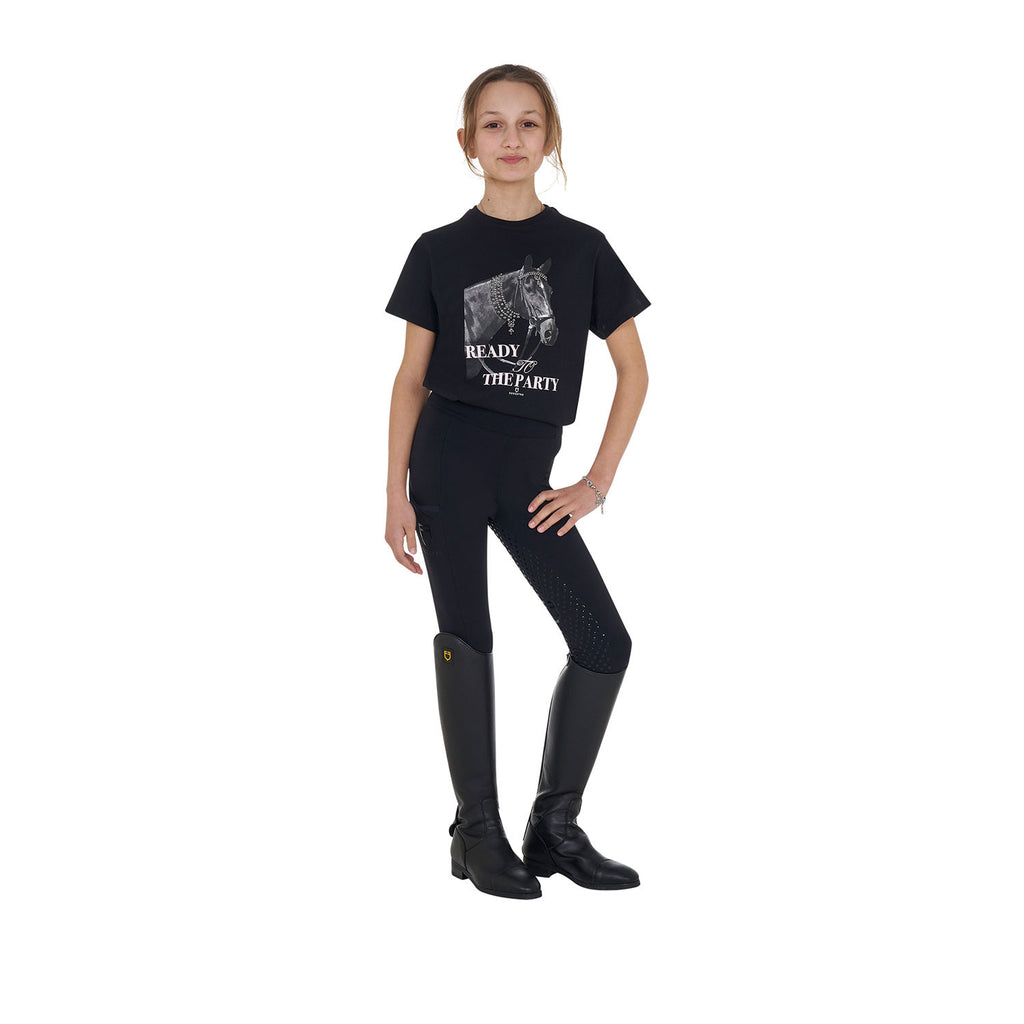 Girls' Ready To The Party cotton T-shirt with rhinestones