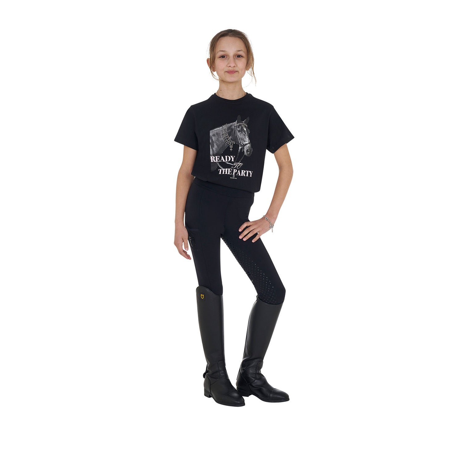 Girls' Ready To The Party cotton T-shirt with rhinestones