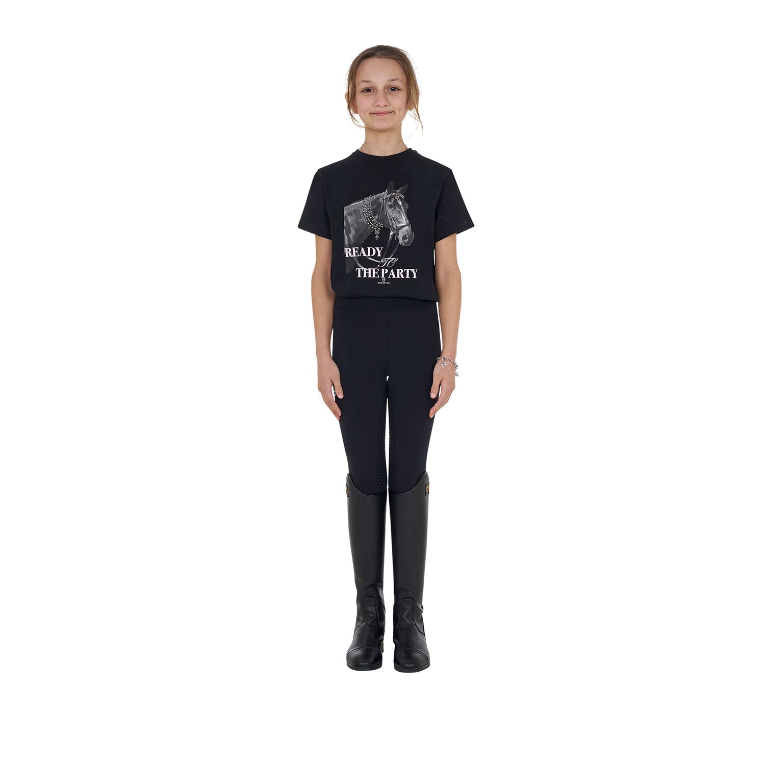Girls' Ready To The Party cotton T-shirt with rhinestones