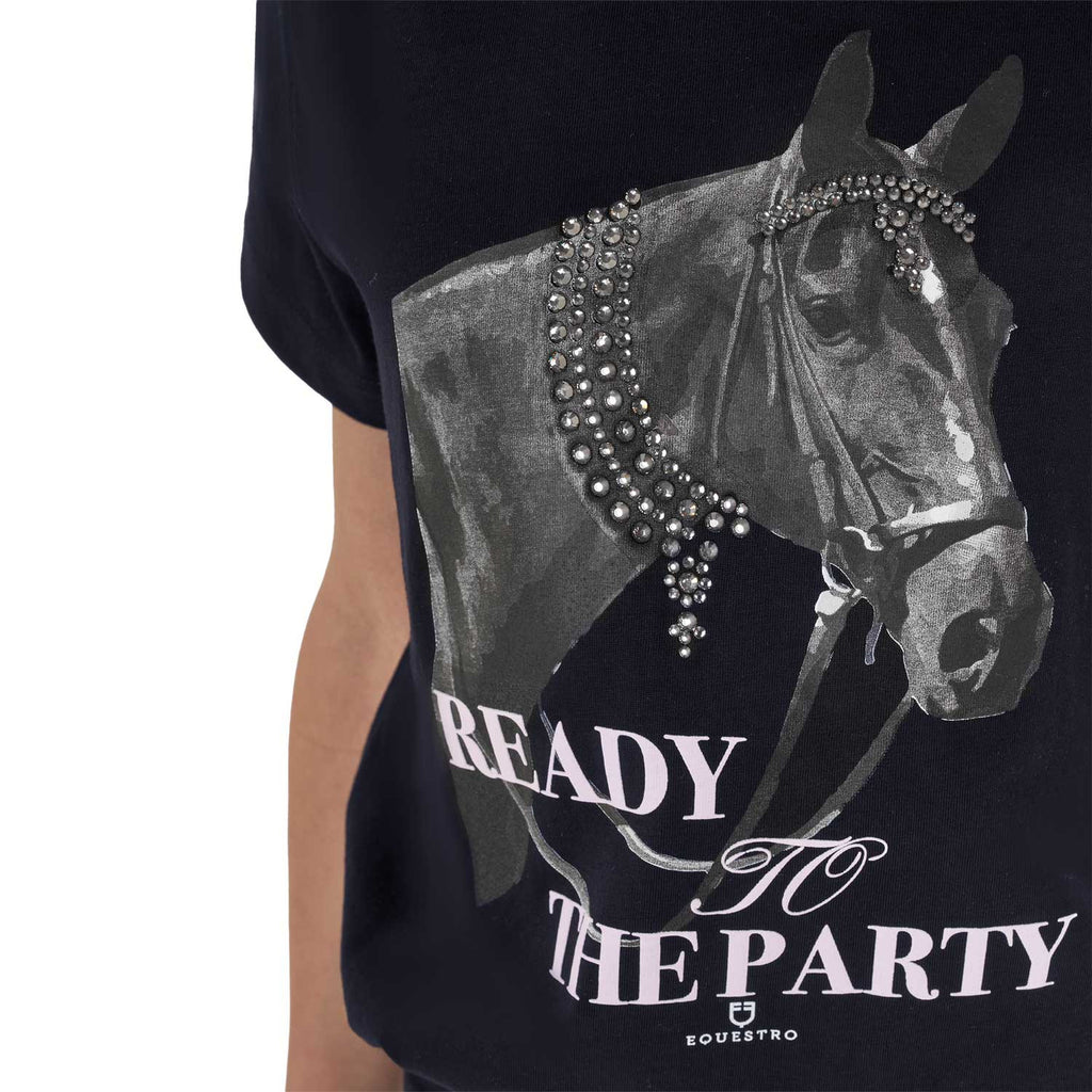 Girls' Ready To The Party cotton T-shirt with rhinestones