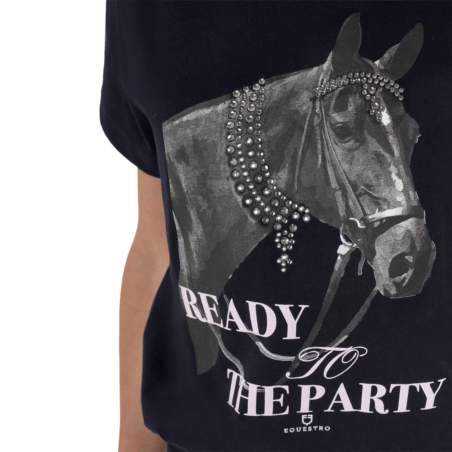 Girls' Ready To The Party cotton T-shirt with rhinestones