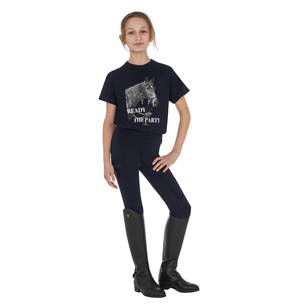 Girls' Ready To The Party cotton T-shirt with rhinestones