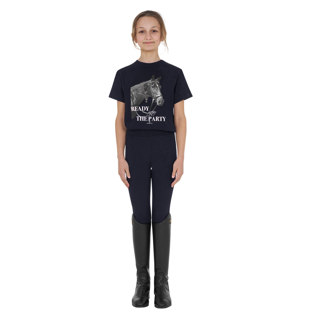 Girls' Ready To The Party cotton T-shirt with rhinestones