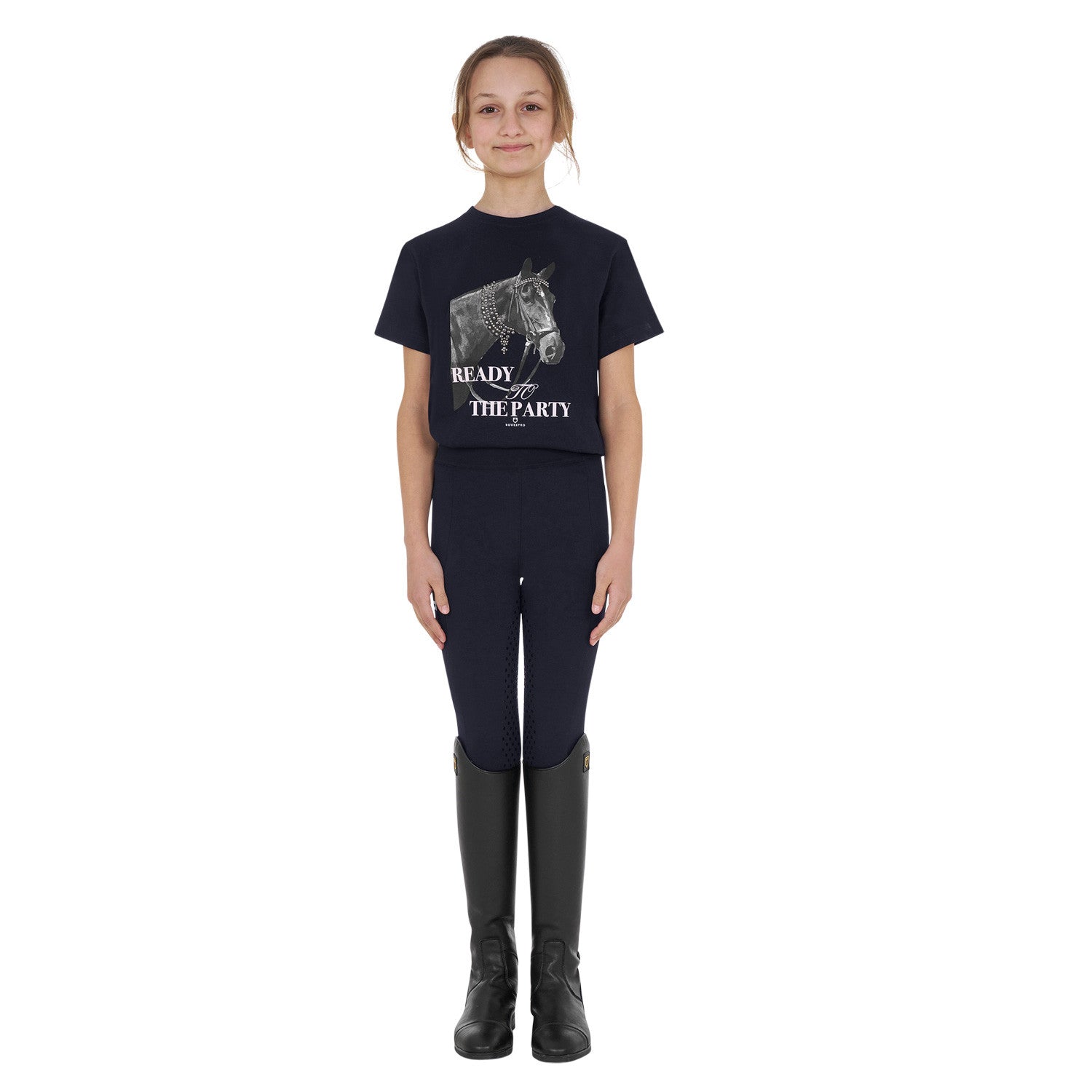 Girls' Ready To The Party cotton T-shirt with rhinestones