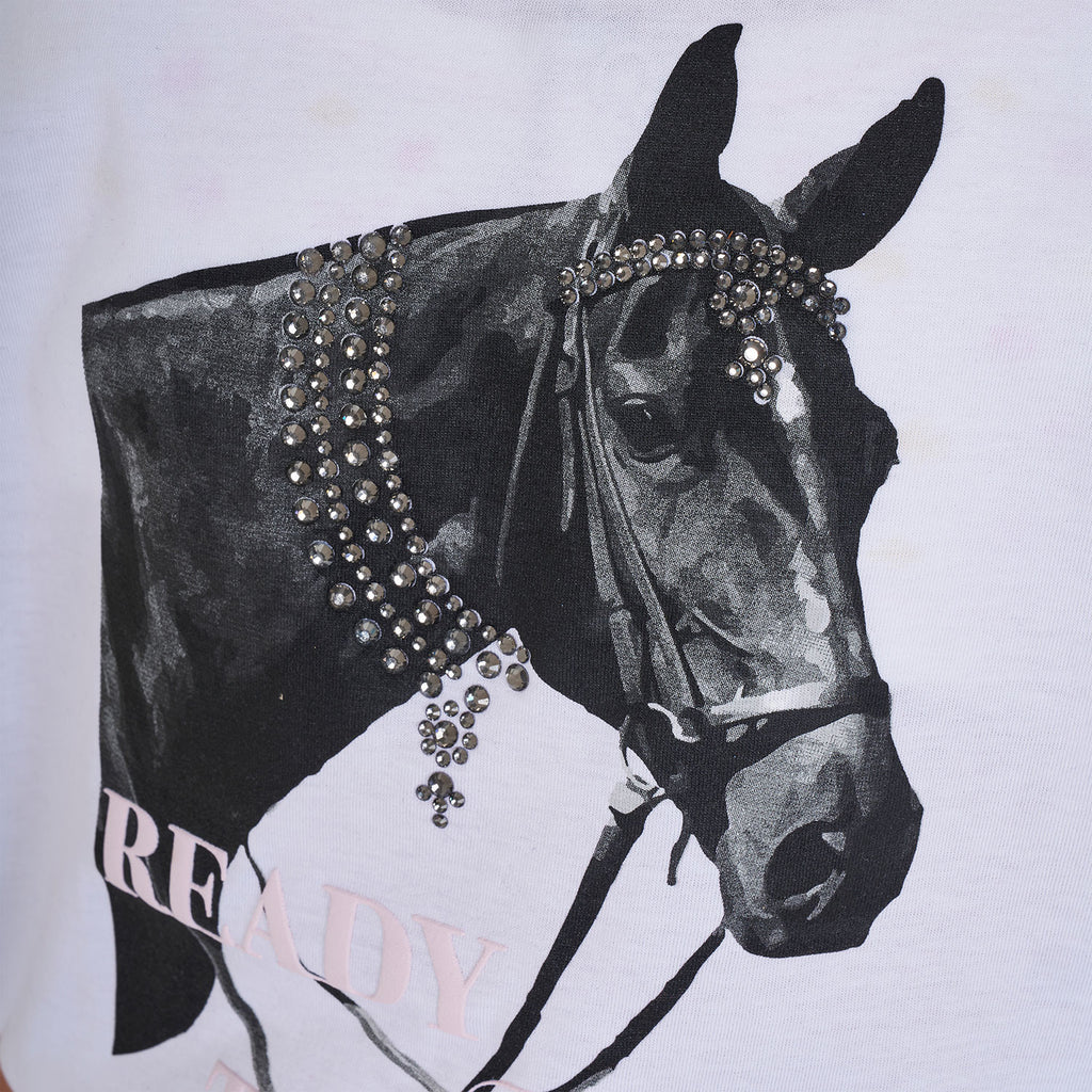 Girls' Ready To The Party cotton T-shirt with rhinestones