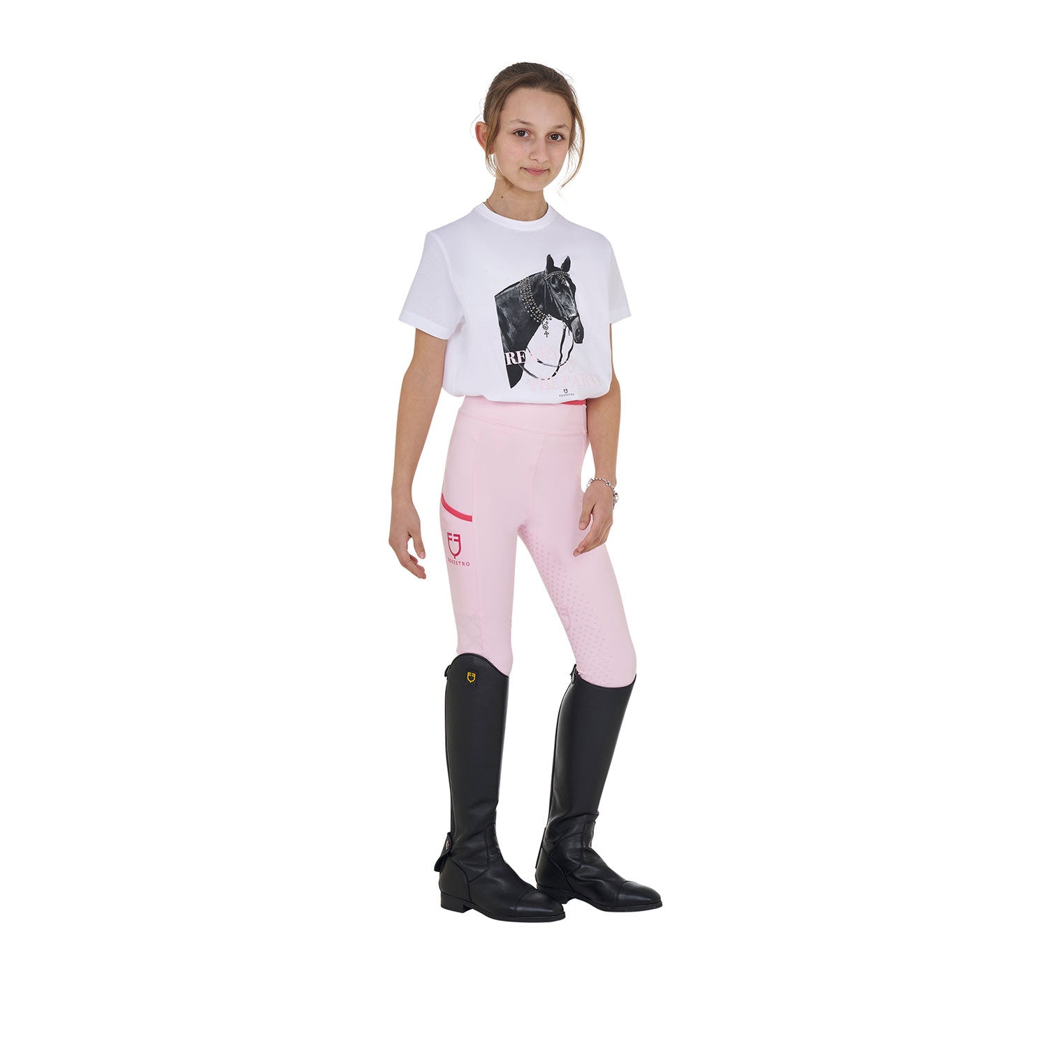 Girls' Ready To The Party cotton T-shirt with rhinestones