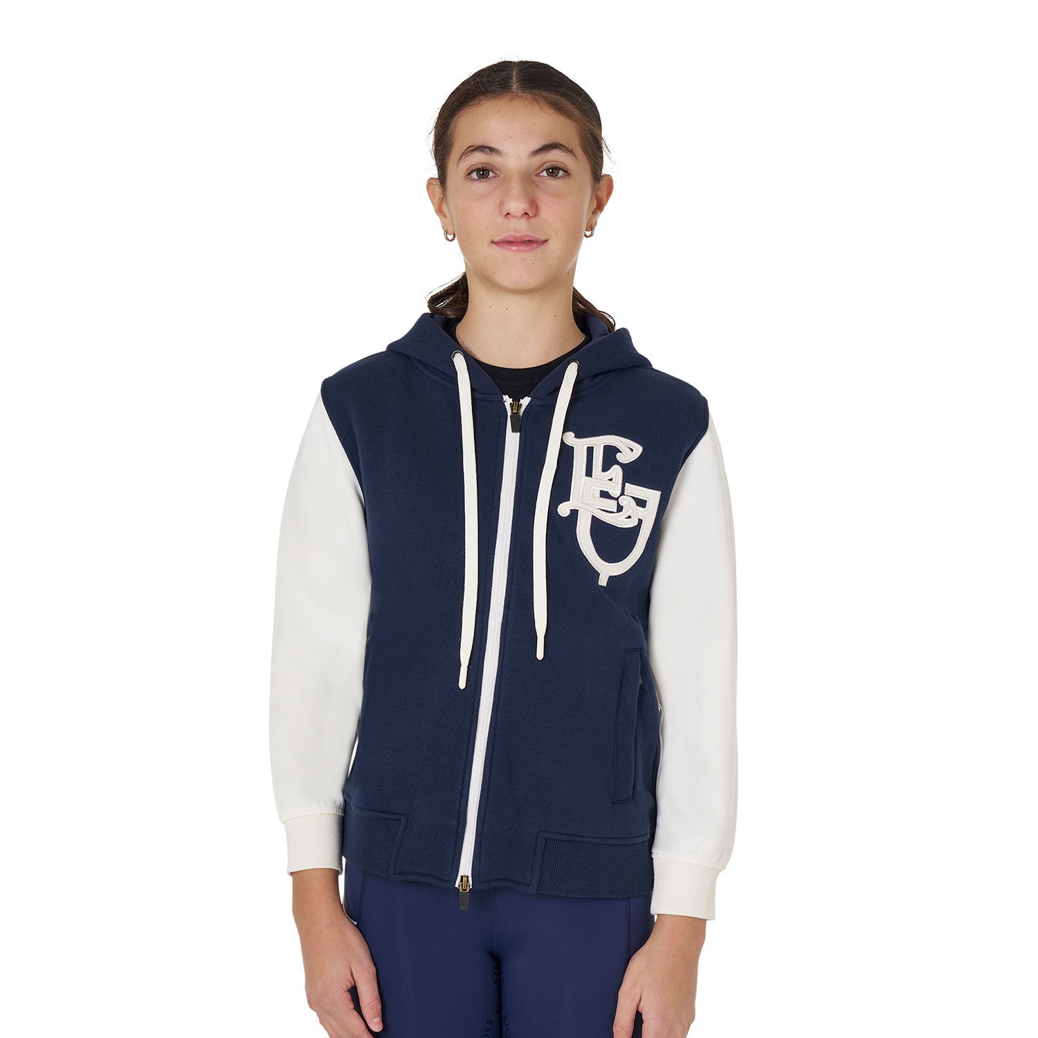 Equestro Girls' EQ two-tone hoodie with front zip