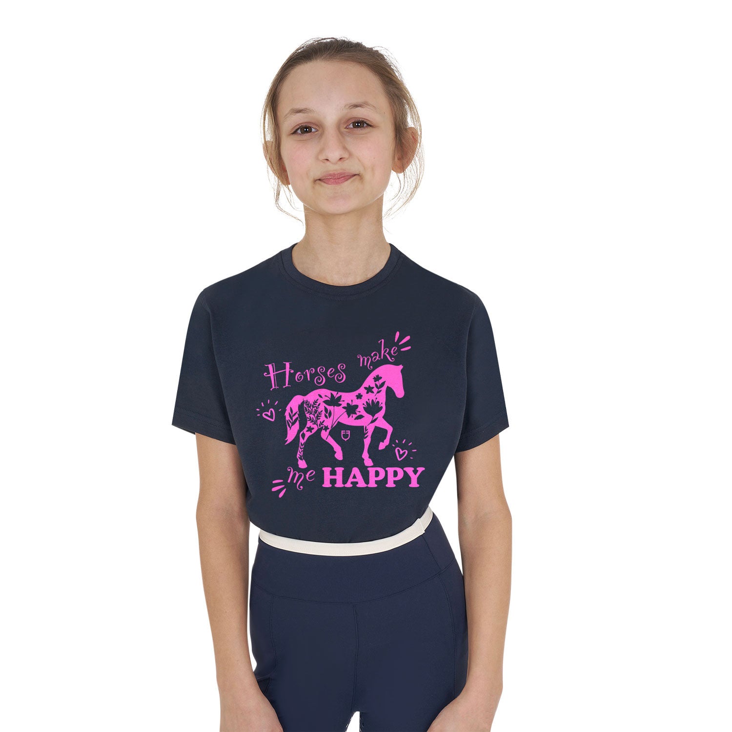 Equestro Girls' Horses Make Me Happy cotton T-shirt