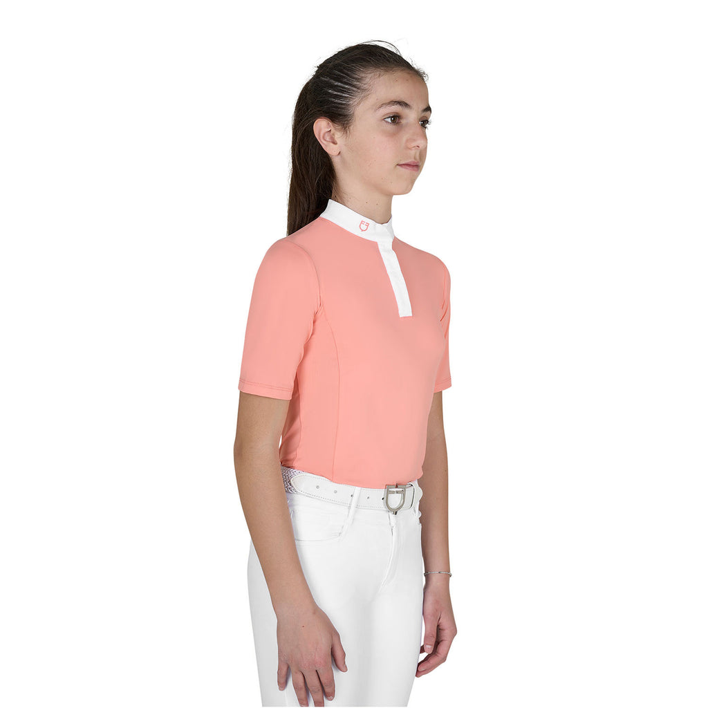 Girls' slim fit competition polo shirt with buttons
