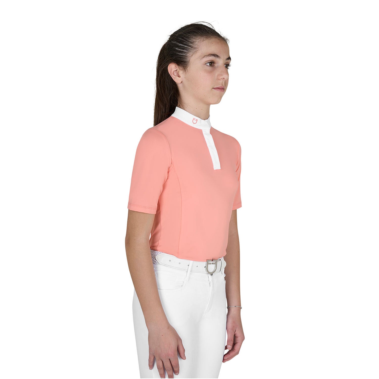 Girls' slim fit competition polo shirt with buttons
