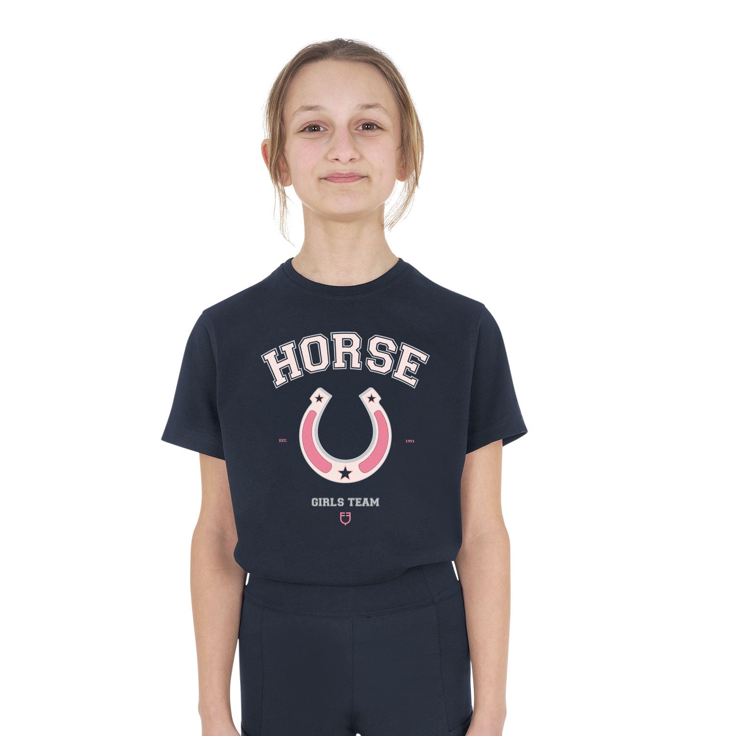 Equestro Girls' Horse Team cotton T-shirt