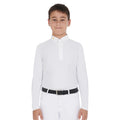 Boy's long-sleeved polo shirt in technical fleece fabric