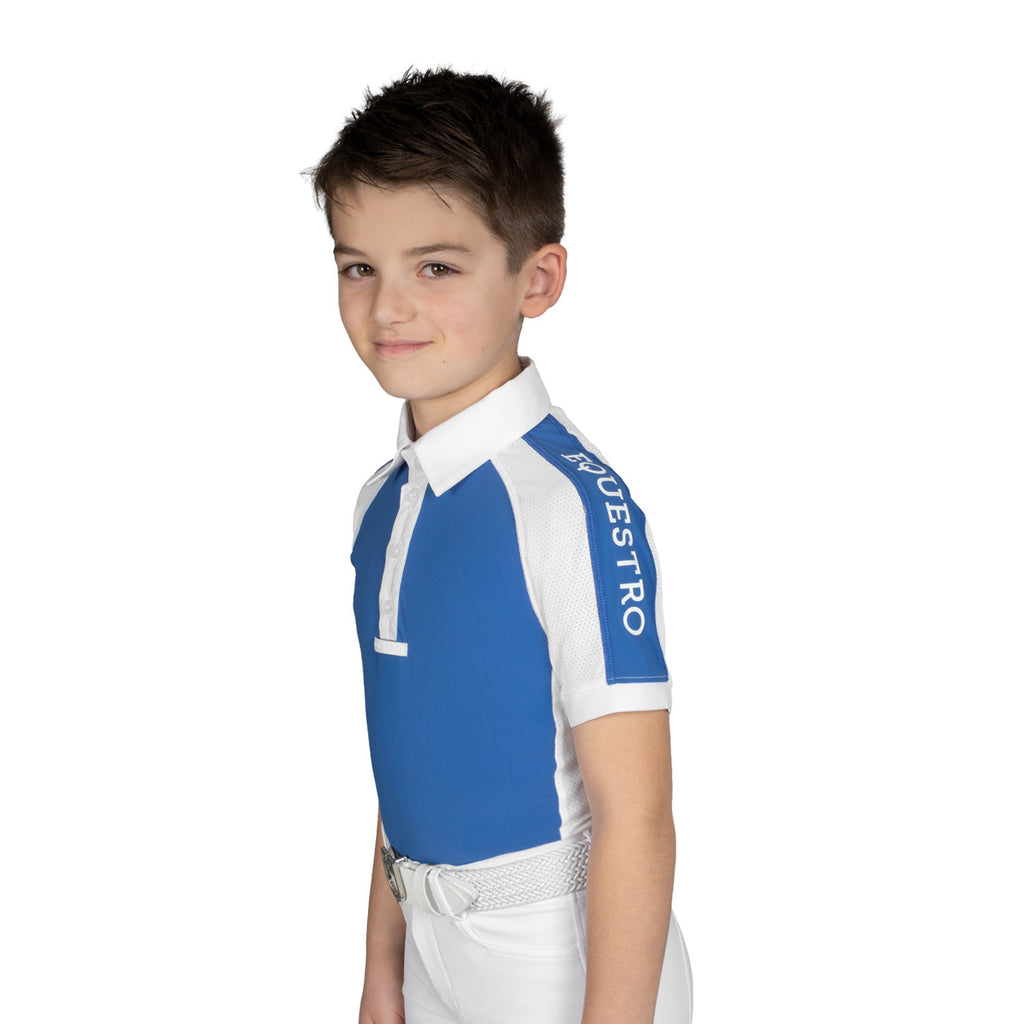 Boys' slim fit competition polo shirt four-buttons