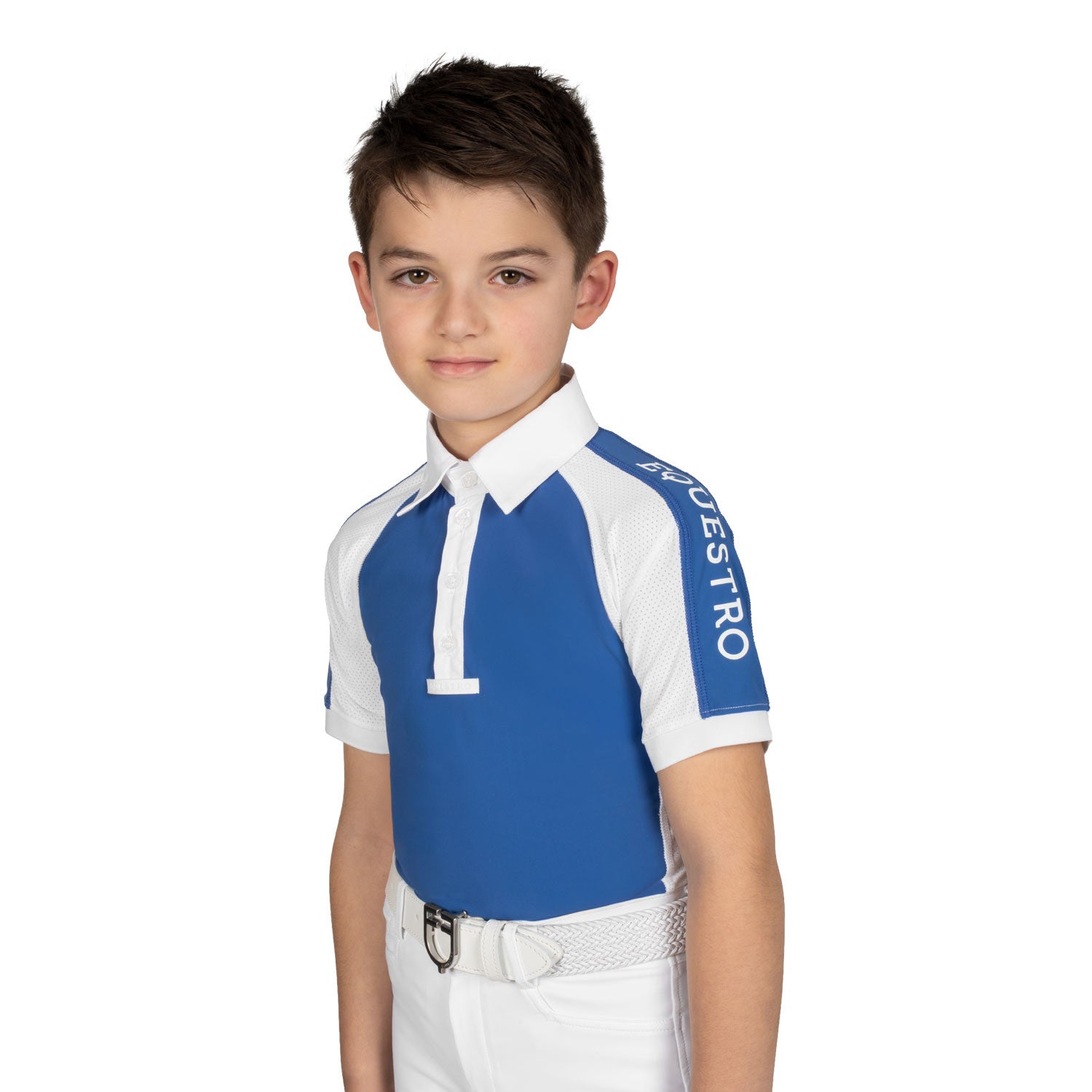 Boys' slim fit competition polo shirt four-buttons