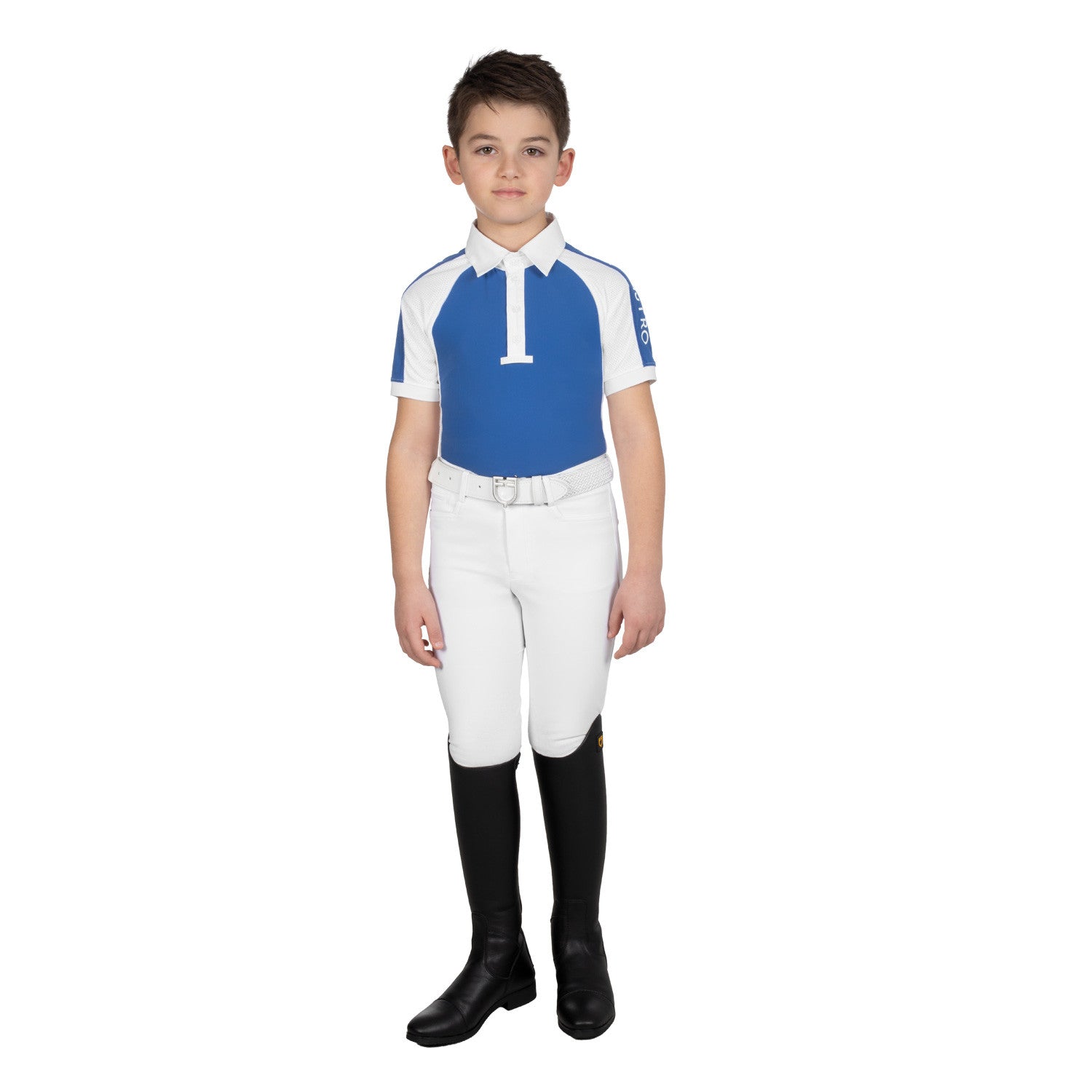 Boys' slim fit competition polo shirt four-buttons