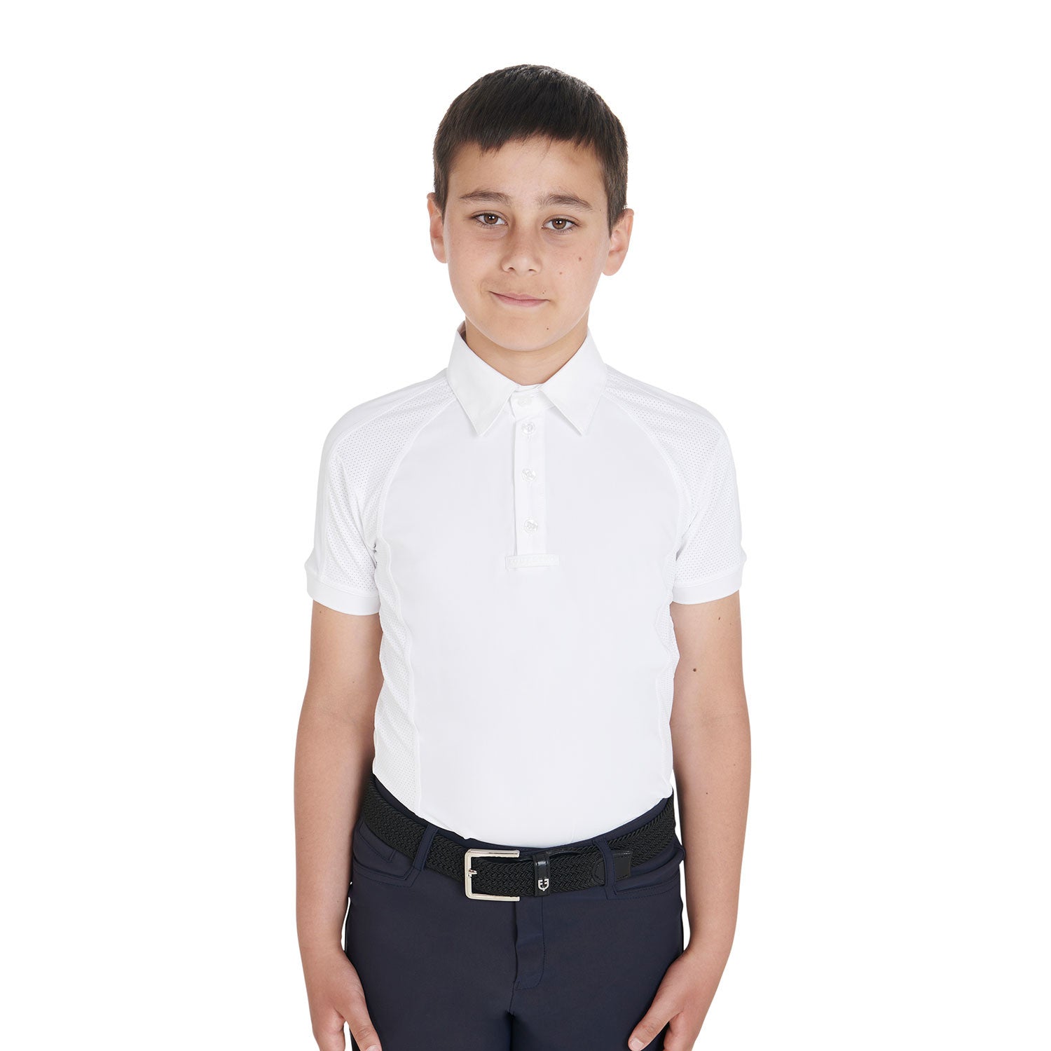 Equestro Boys' slim fit competition polo shirt four-buttons