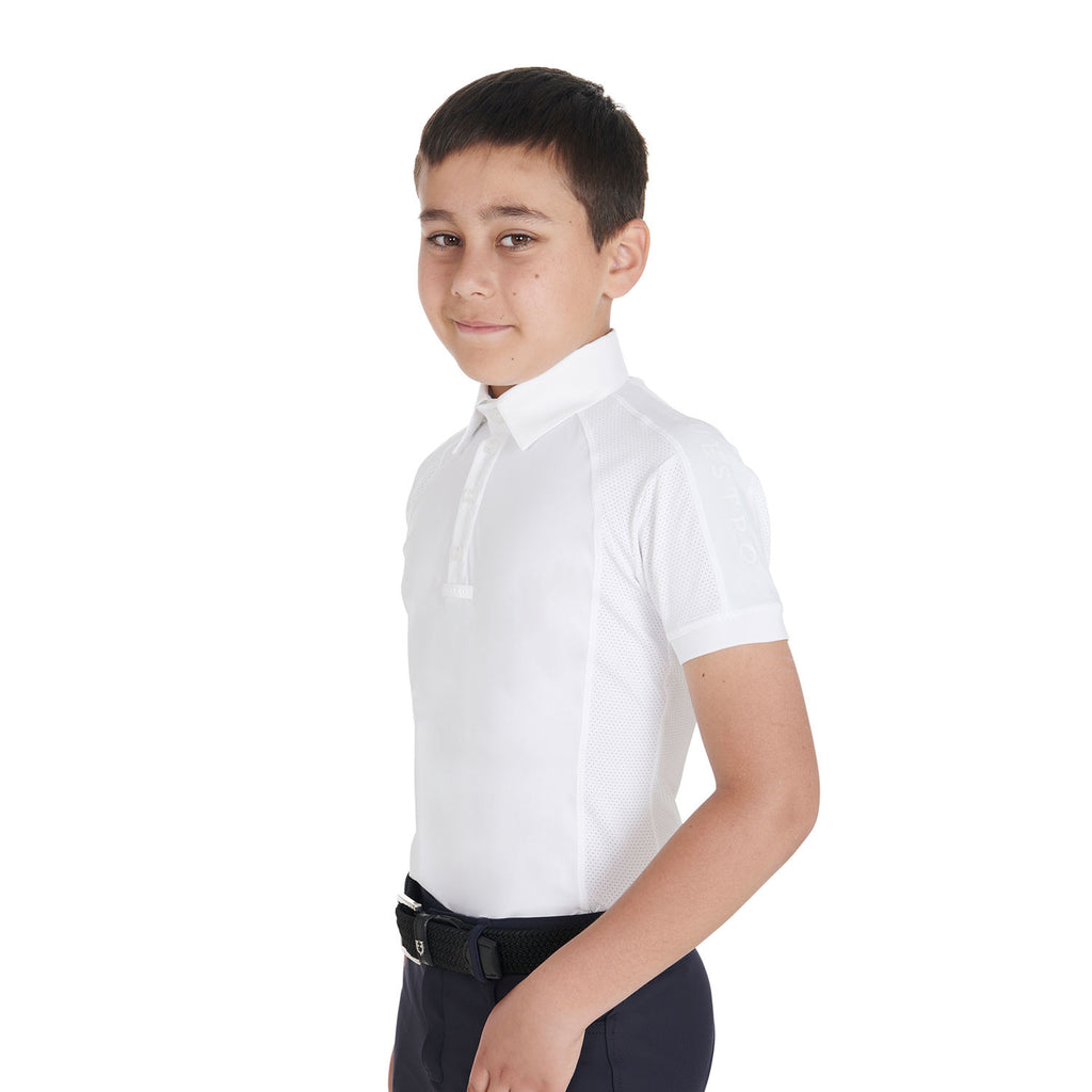 Boys' slim fit competition polo shirt four-buttons